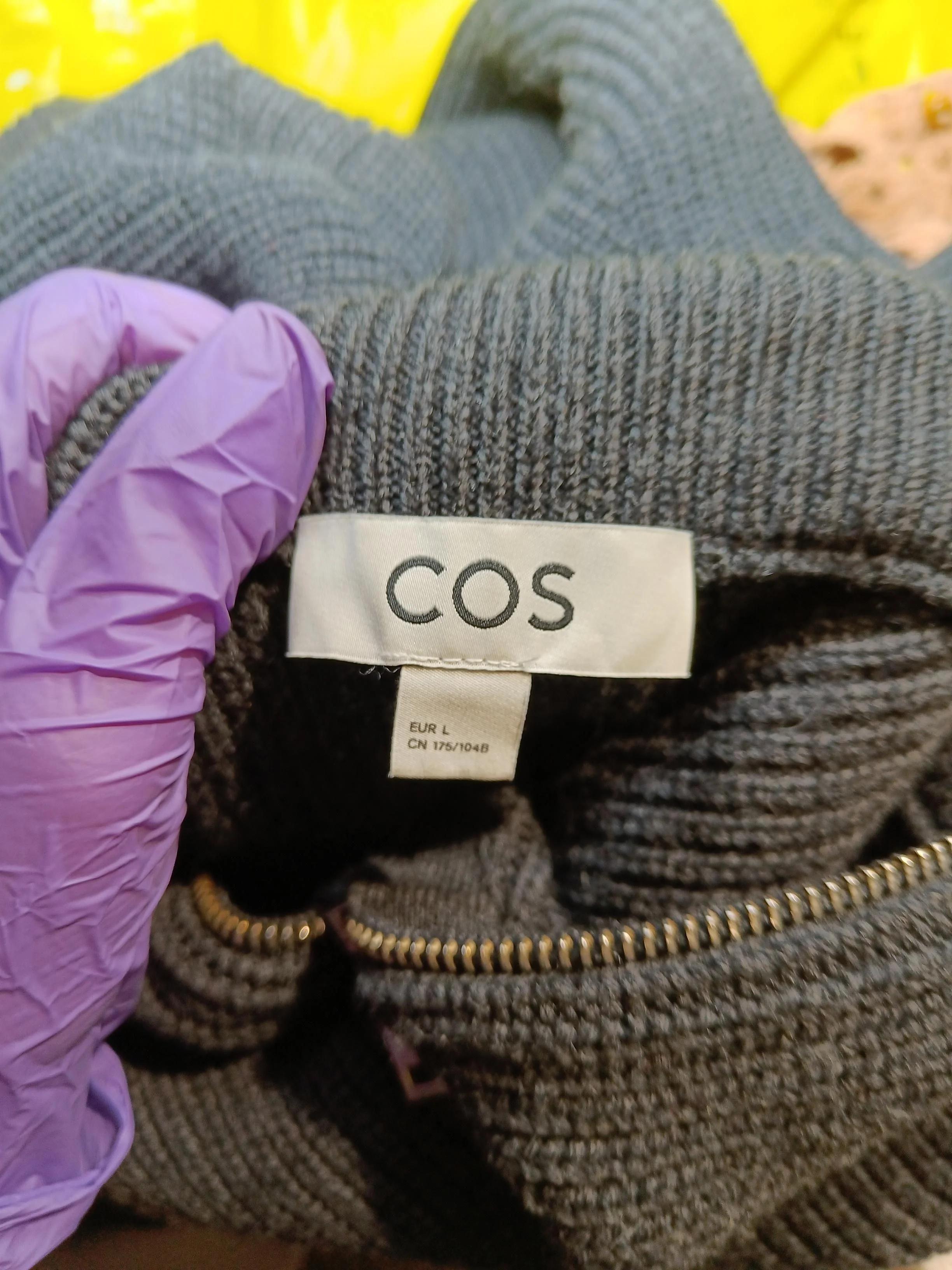 COS Men's Jumper L Black Wool with Cotton Roll Neck Pullover - Image 7