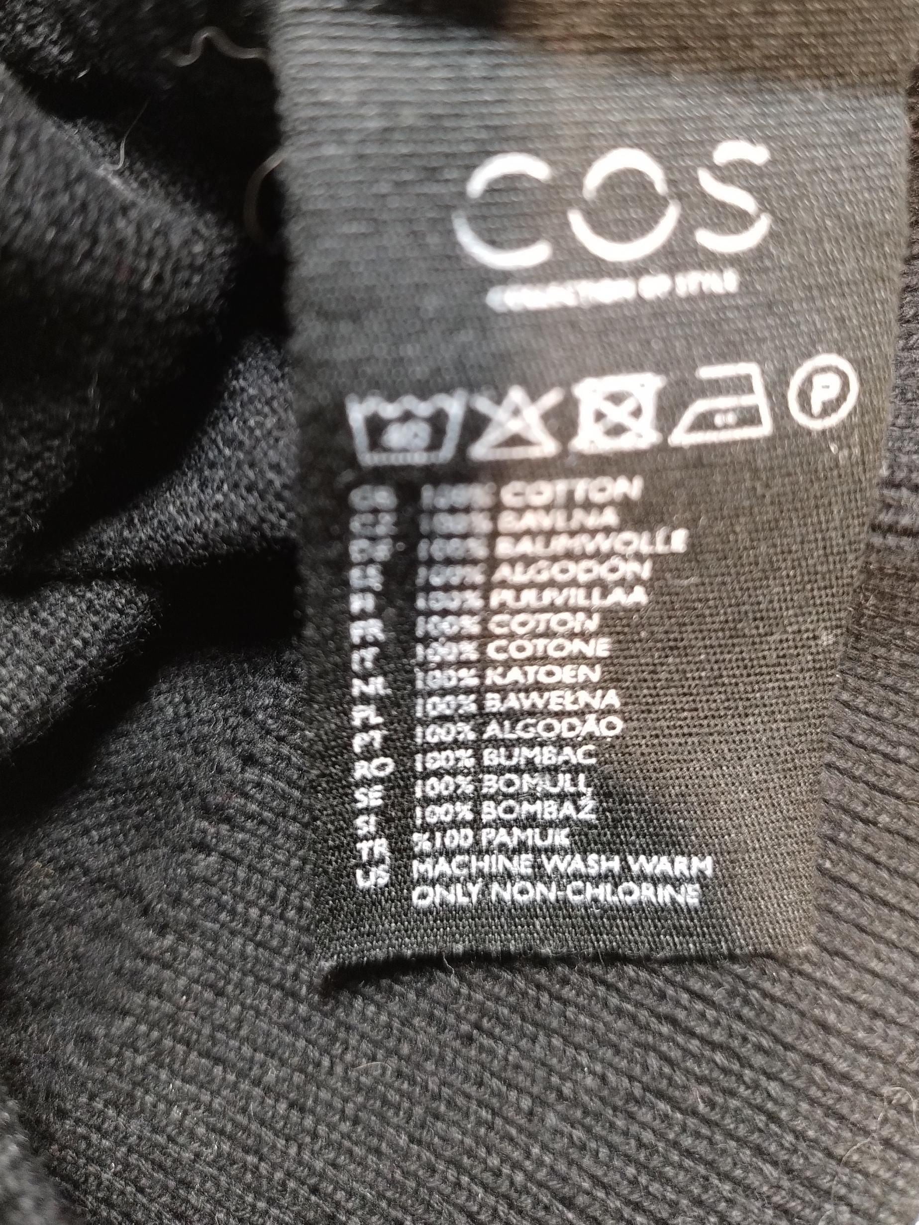 COS Men's Jumper S Black 100% Cotton Crew Neck Pullover - Image 6