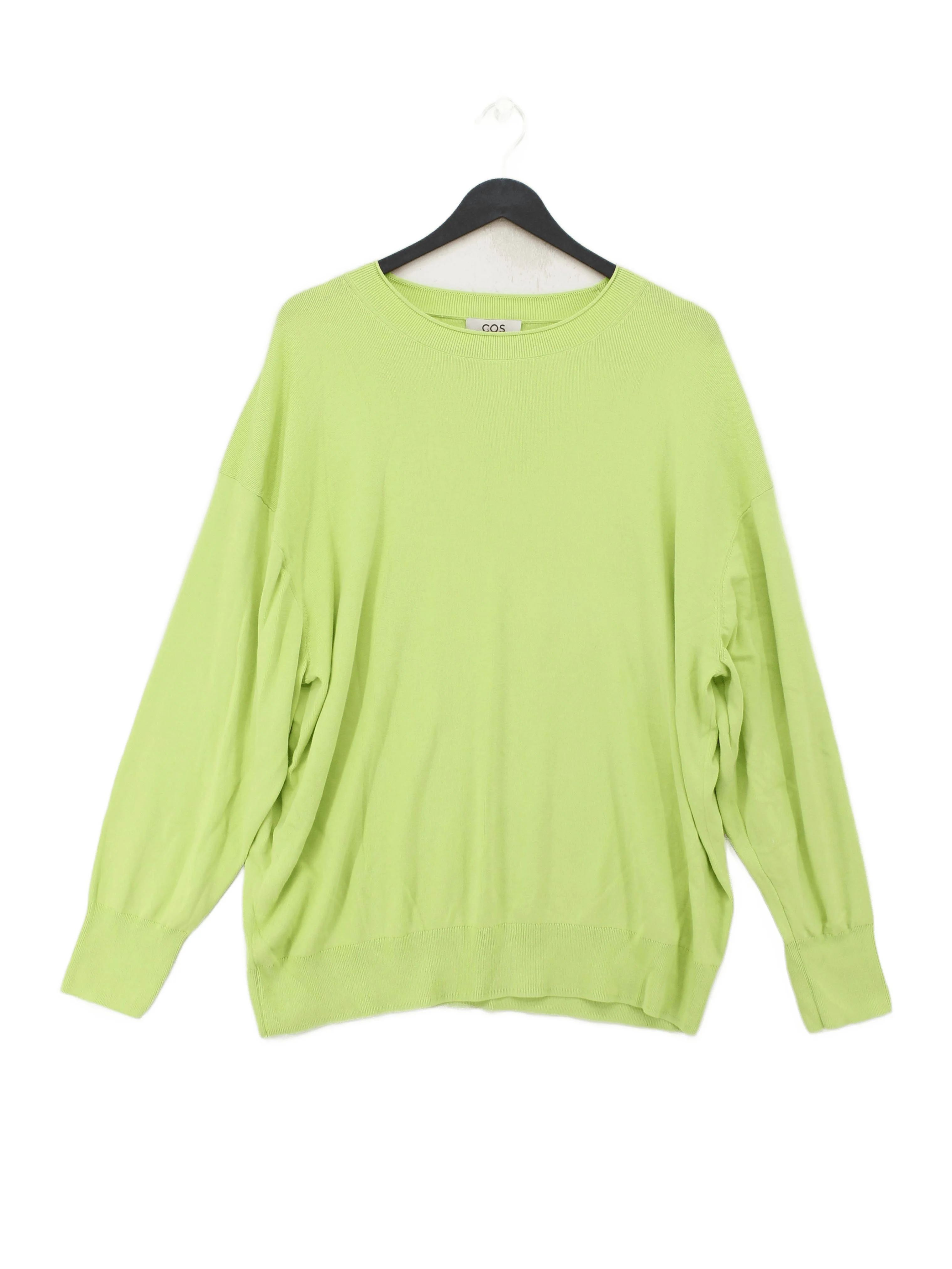 COS Men's Jumper S Yellow 100% Cotton Round Neck Pullover