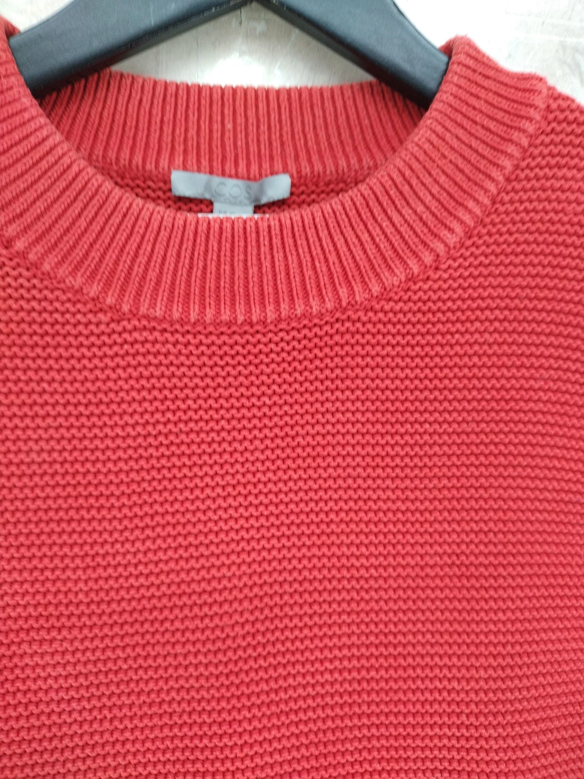 COS Men's Jumper XS Red 100% Cotton Crew Neck Pullover - Image 5