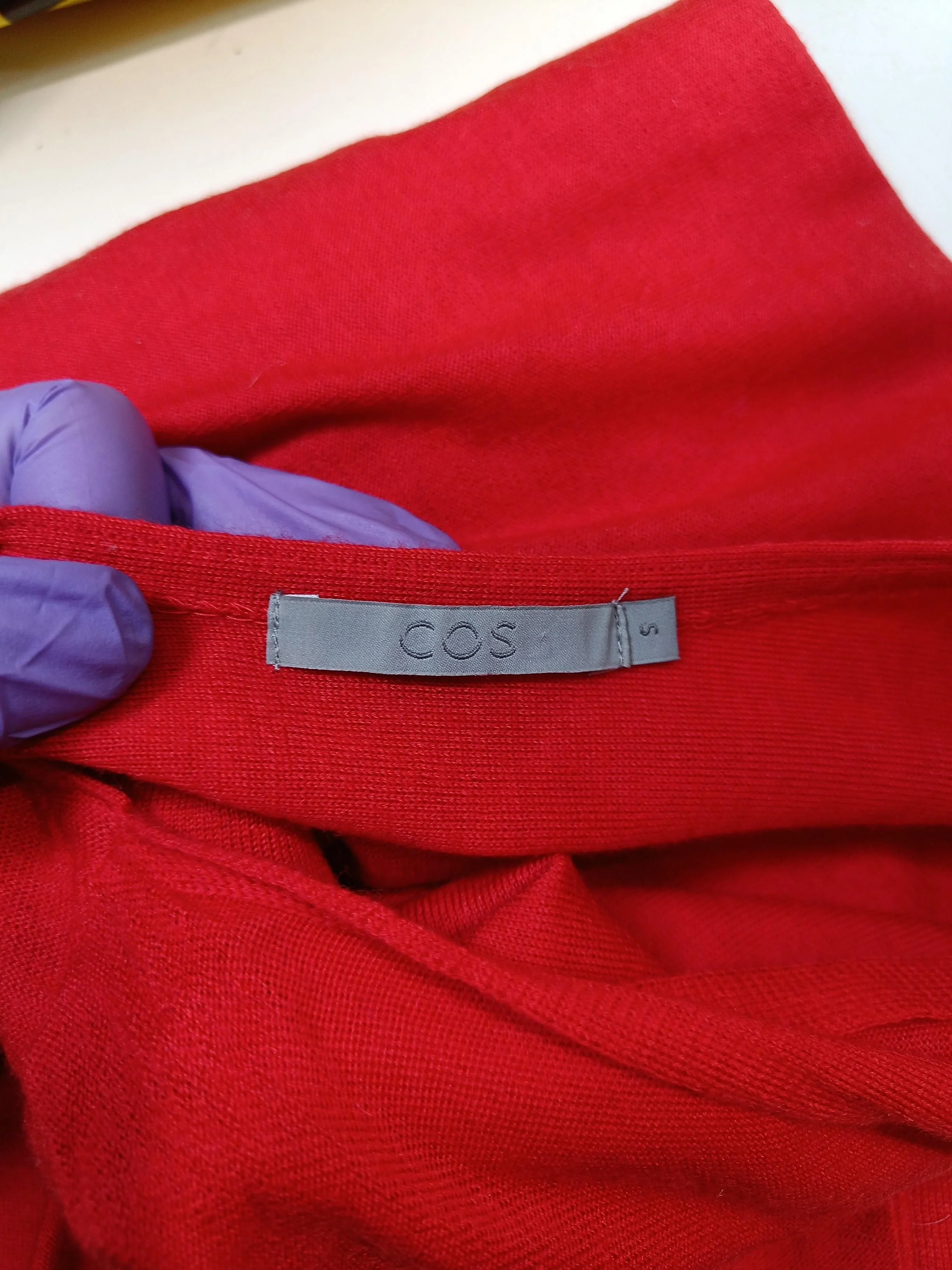 COS Women's Cardigan S Red 100% Wool V-Neck Cardigan - Image 5