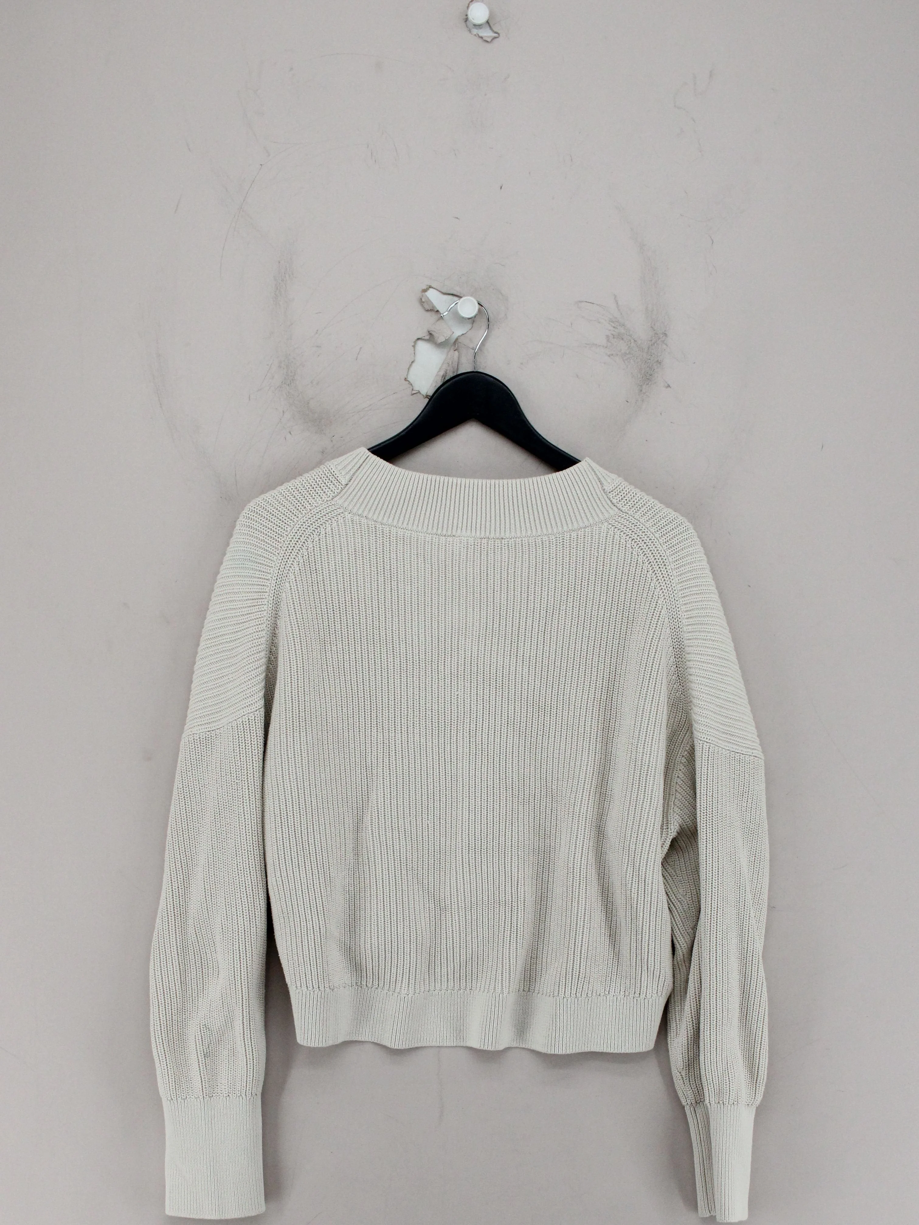 COS Women's Jumper L Cream 100% Cotton Round Neck Pullover - Image 2
