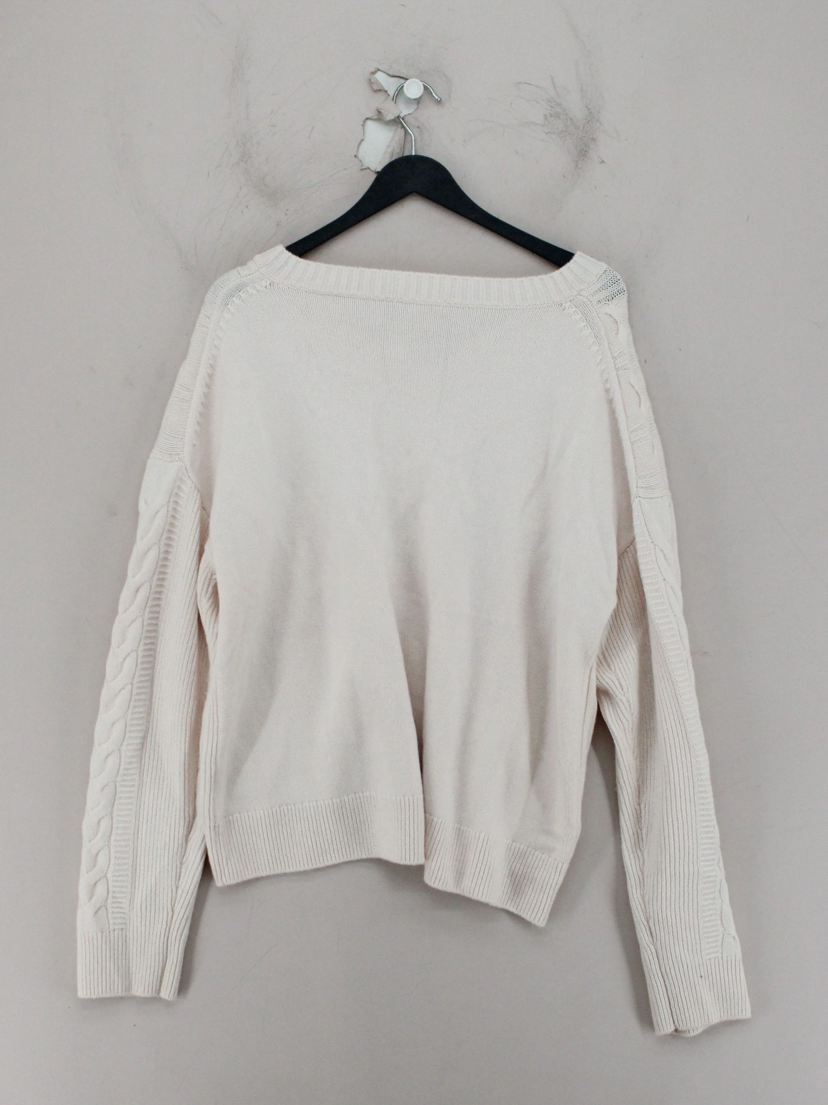 COS Women's Jumper L Cream 100% Wool V-Neck Pullover - Image 2