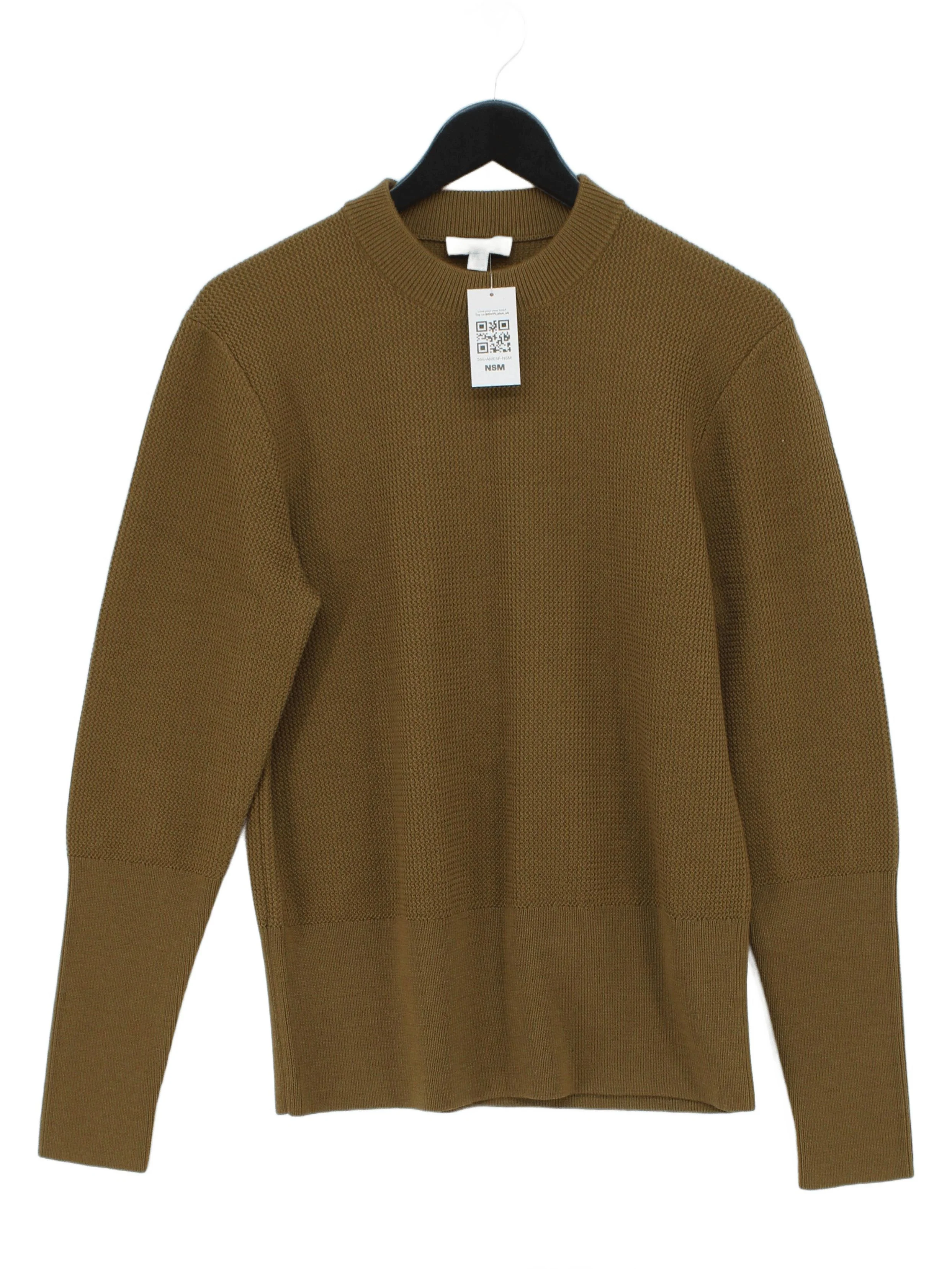 COS Women's Jumper M Green 100% Wool Crew Neck Pullover