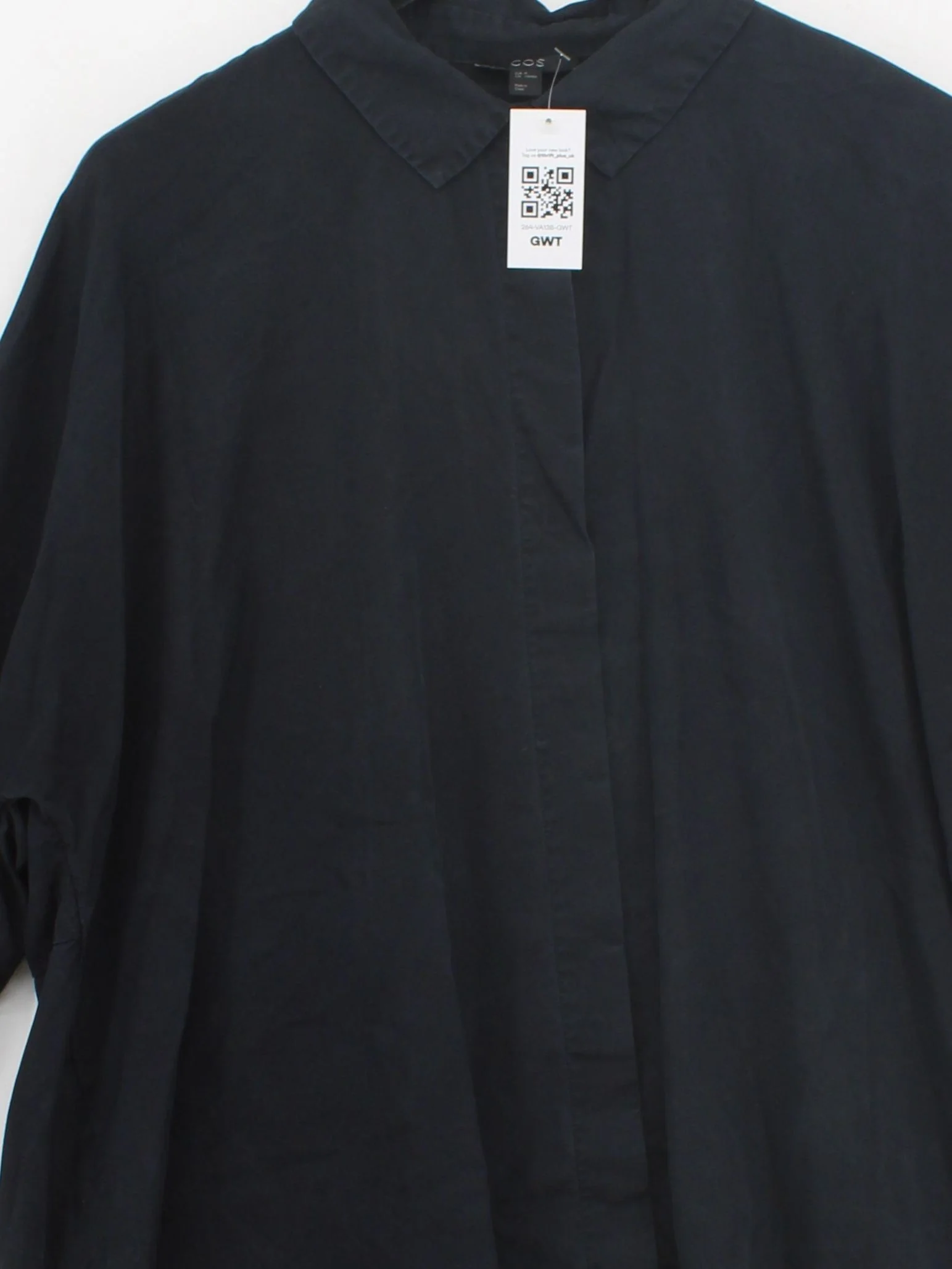 COS Women's Shirt M Black 100% Lyocell Modal 3/4 Sleeve Collared Basic - Image 3