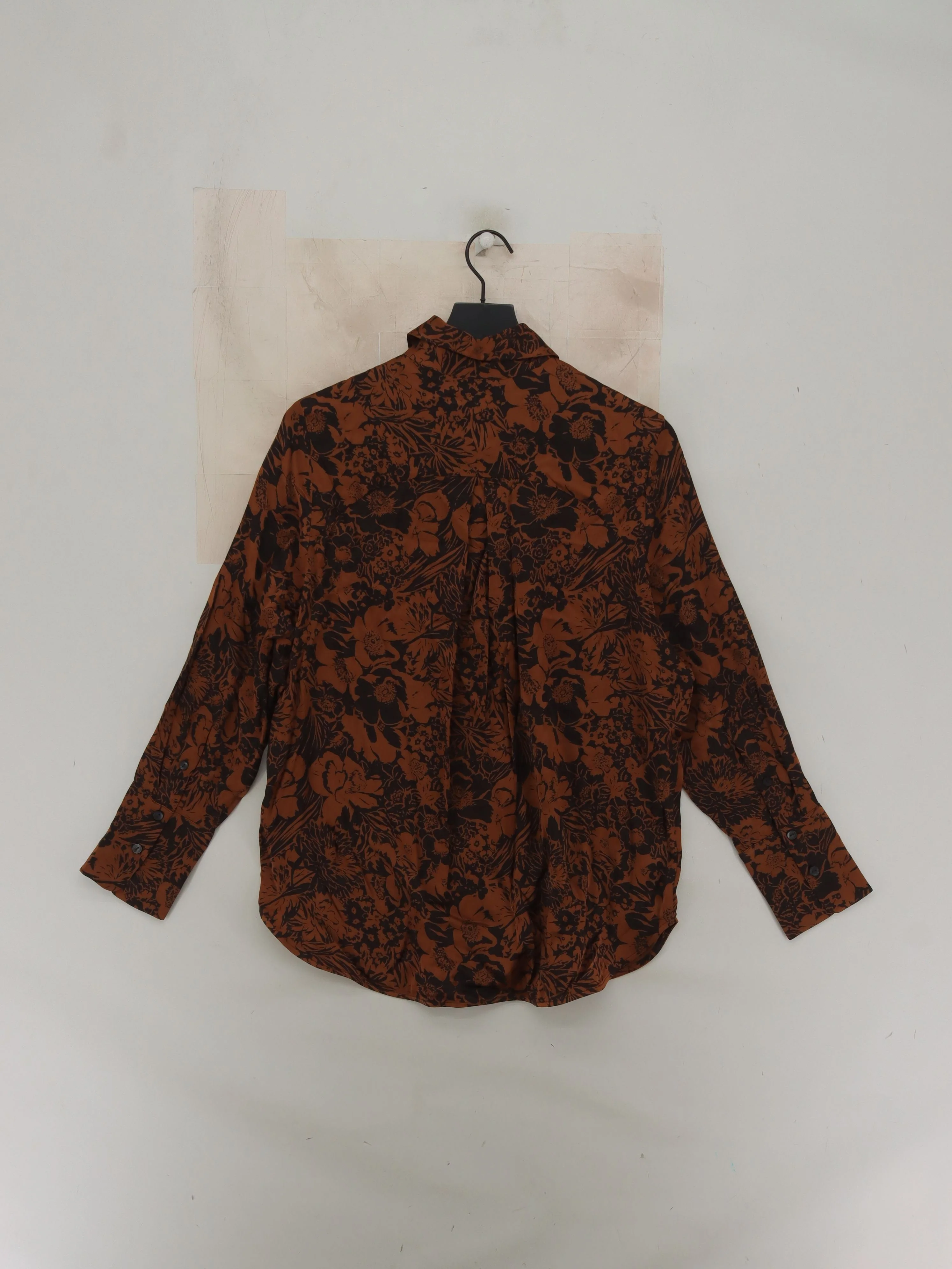 COS Women's Shirt UK 6 Brown Floral 100% Viscose Long Sleeve Collared Basic - Image 2