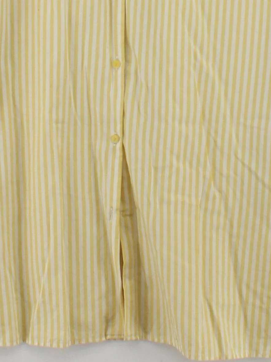COS Women's Shirt UK 6 Yellow Striped 100% Cotton 3/4 Sleeve Collared Basic - Image 4
