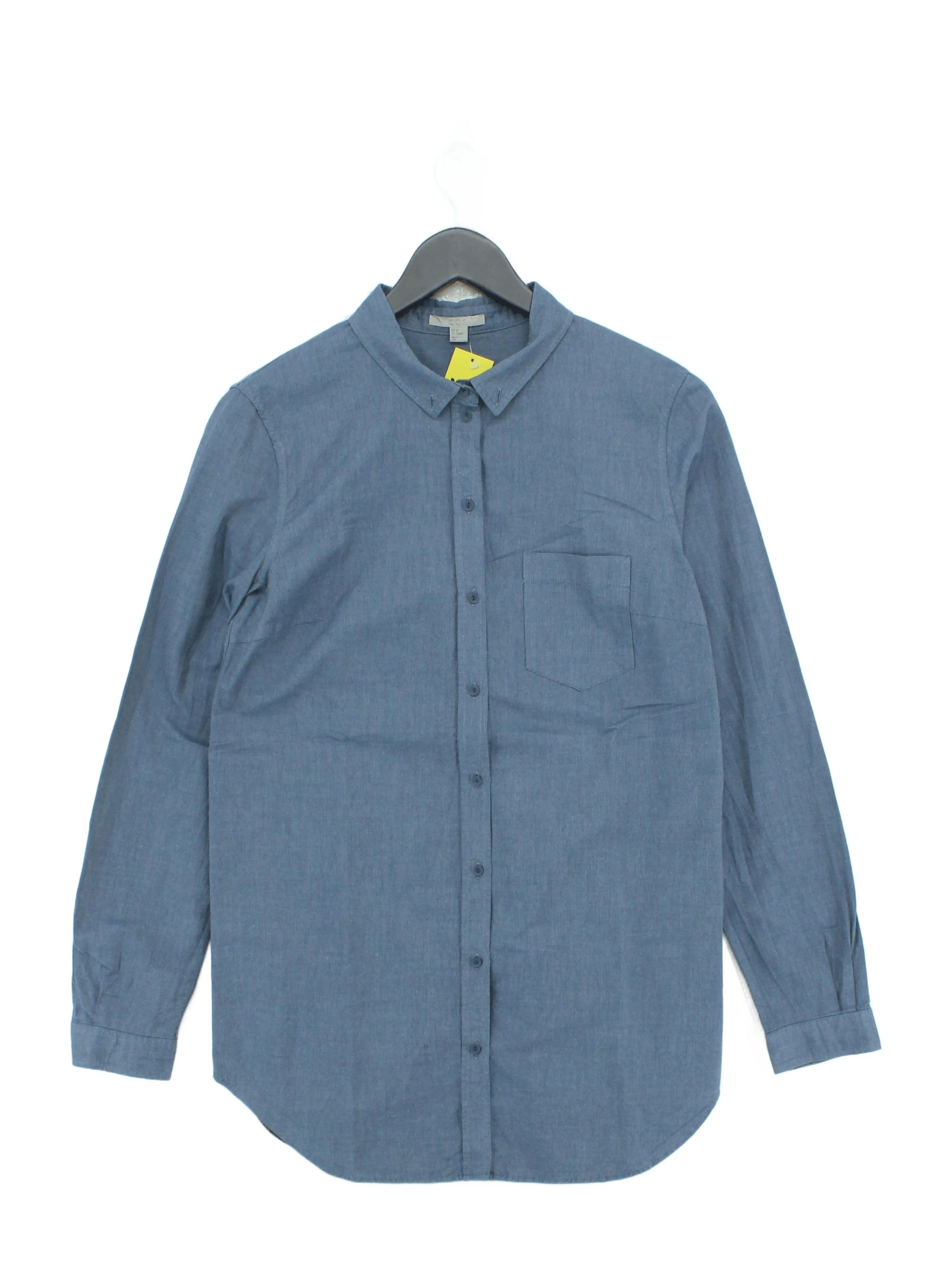 COS Women's Shirt UK 8 Blue 100% Cotton Long Sleeve Collared Basic