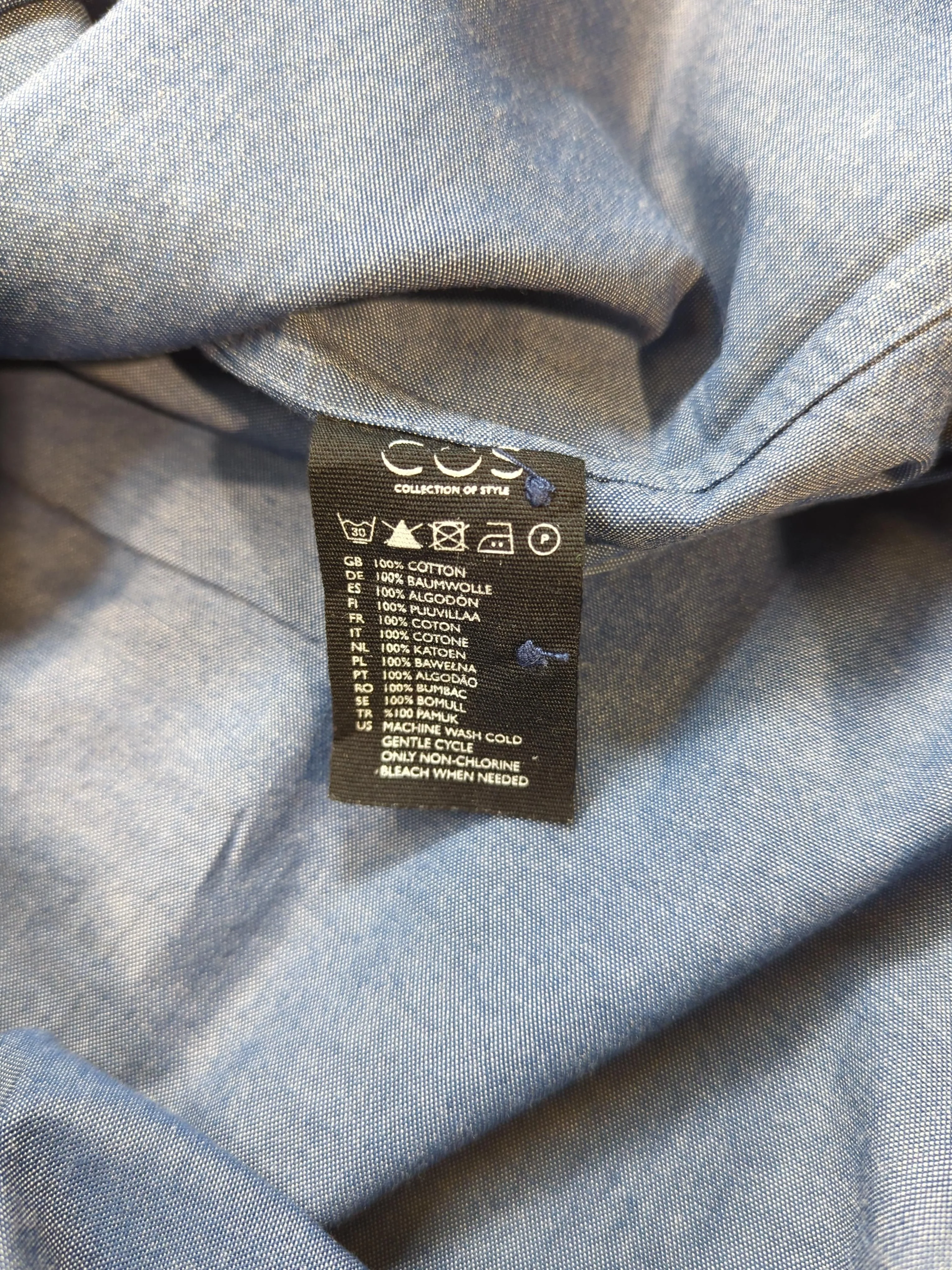 COS Women's Shirt UK 8 Blue 100% Cotton Long Sleeve Collared Basic - Image 6