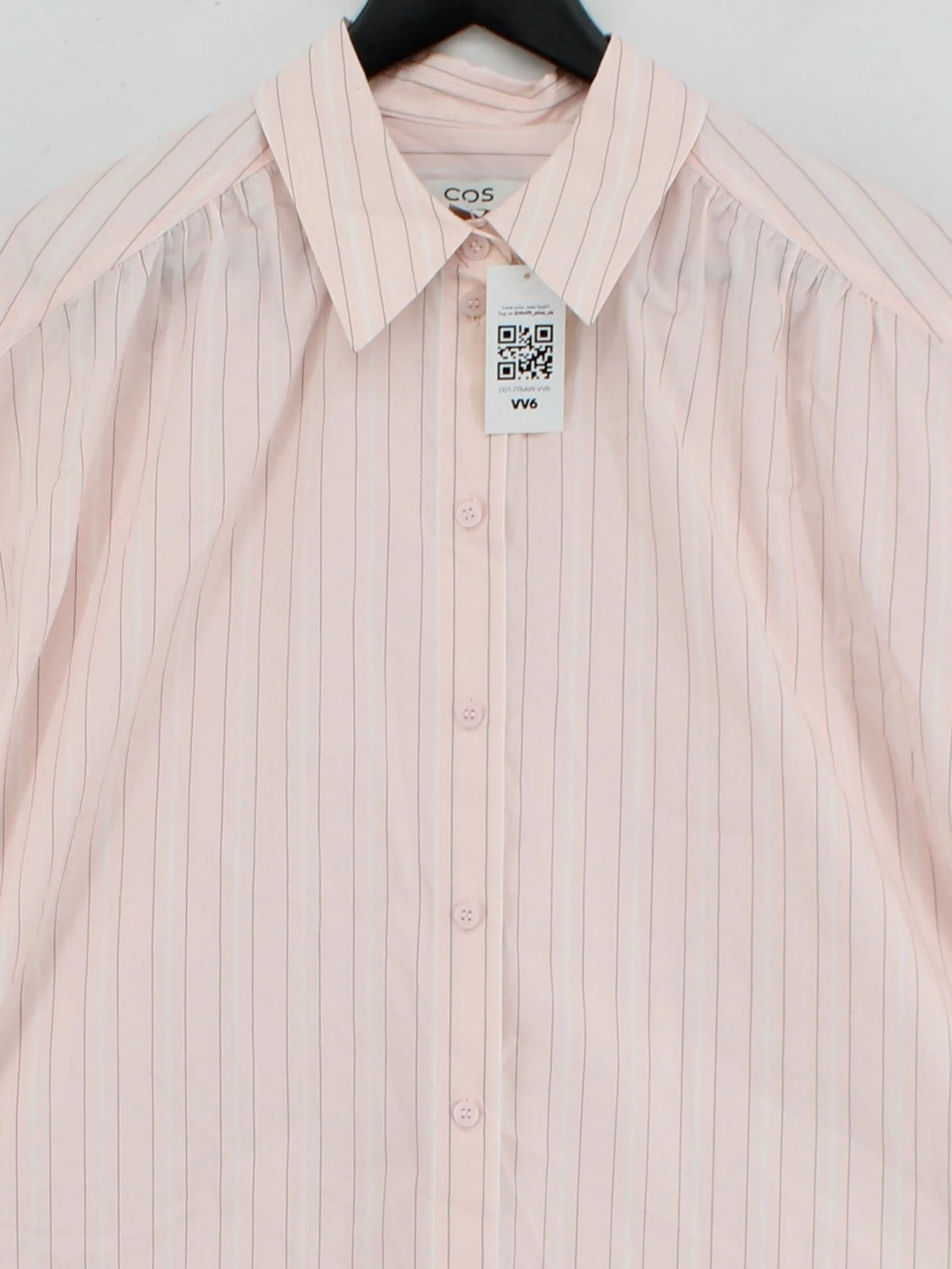 COS Women's Shirt UK 8 Pink Striped 100% Cotton Short Sleeve Collared Basic - Image 3