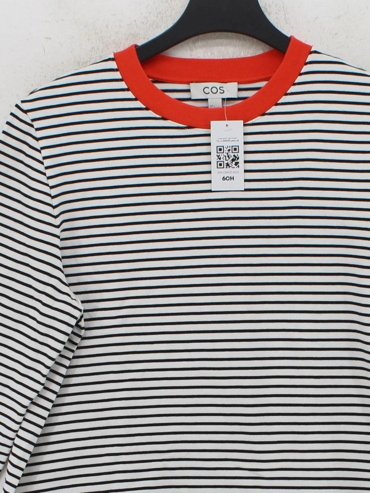 COS Women's T-Shirt L Multi Striped 100% Cotton Short Sleeve Round Neck Basic - Image 3