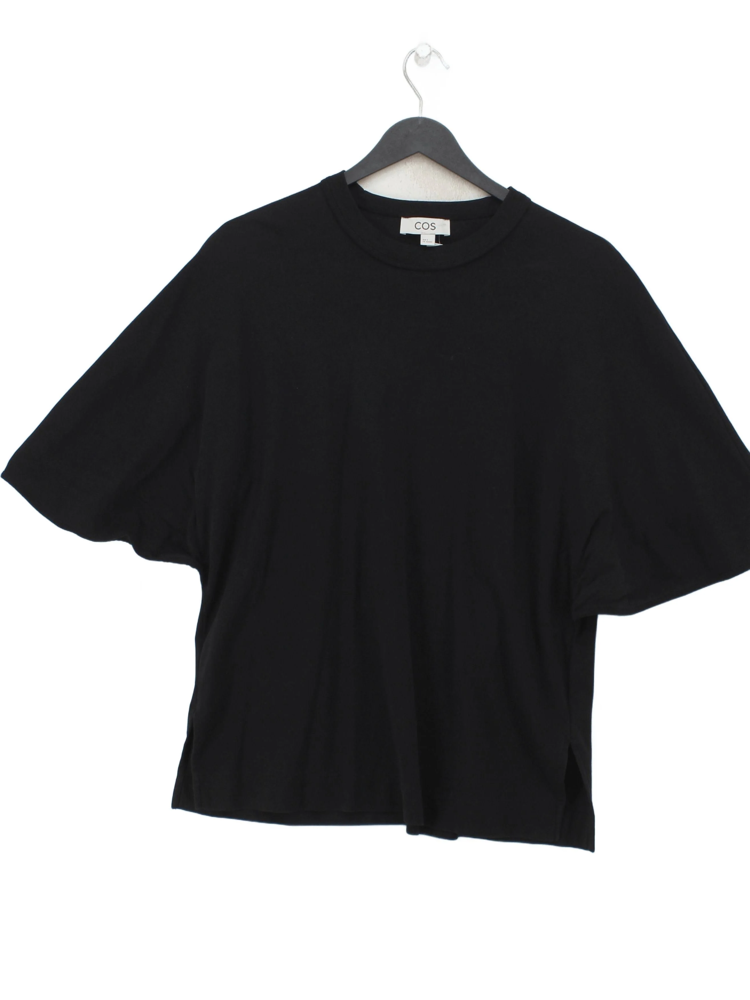 COS Women's T-Shirt S Black 100% Cotton Short Sleeve Round Neck Basic
