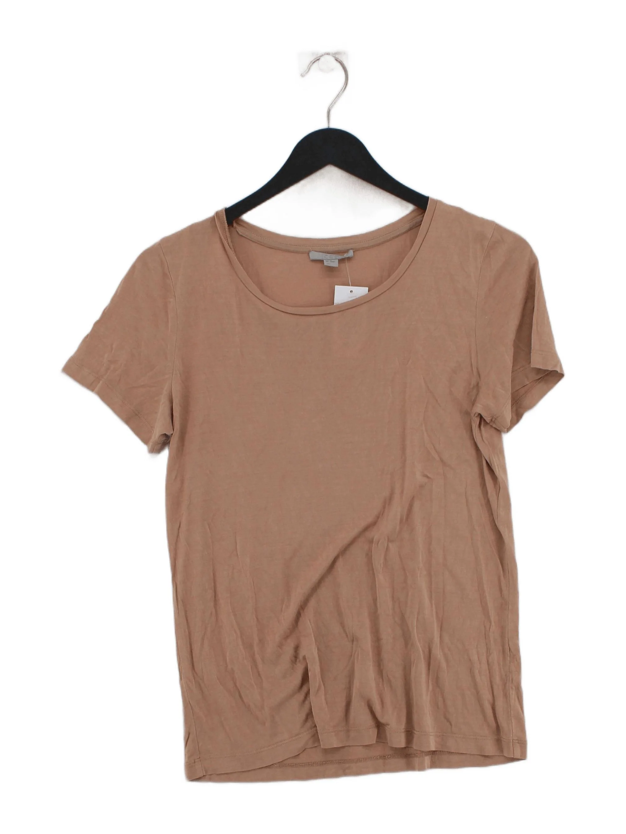 COS Women's T-Shirt XS Tan 100% Cotton Short Sleeve Round Neck Basic