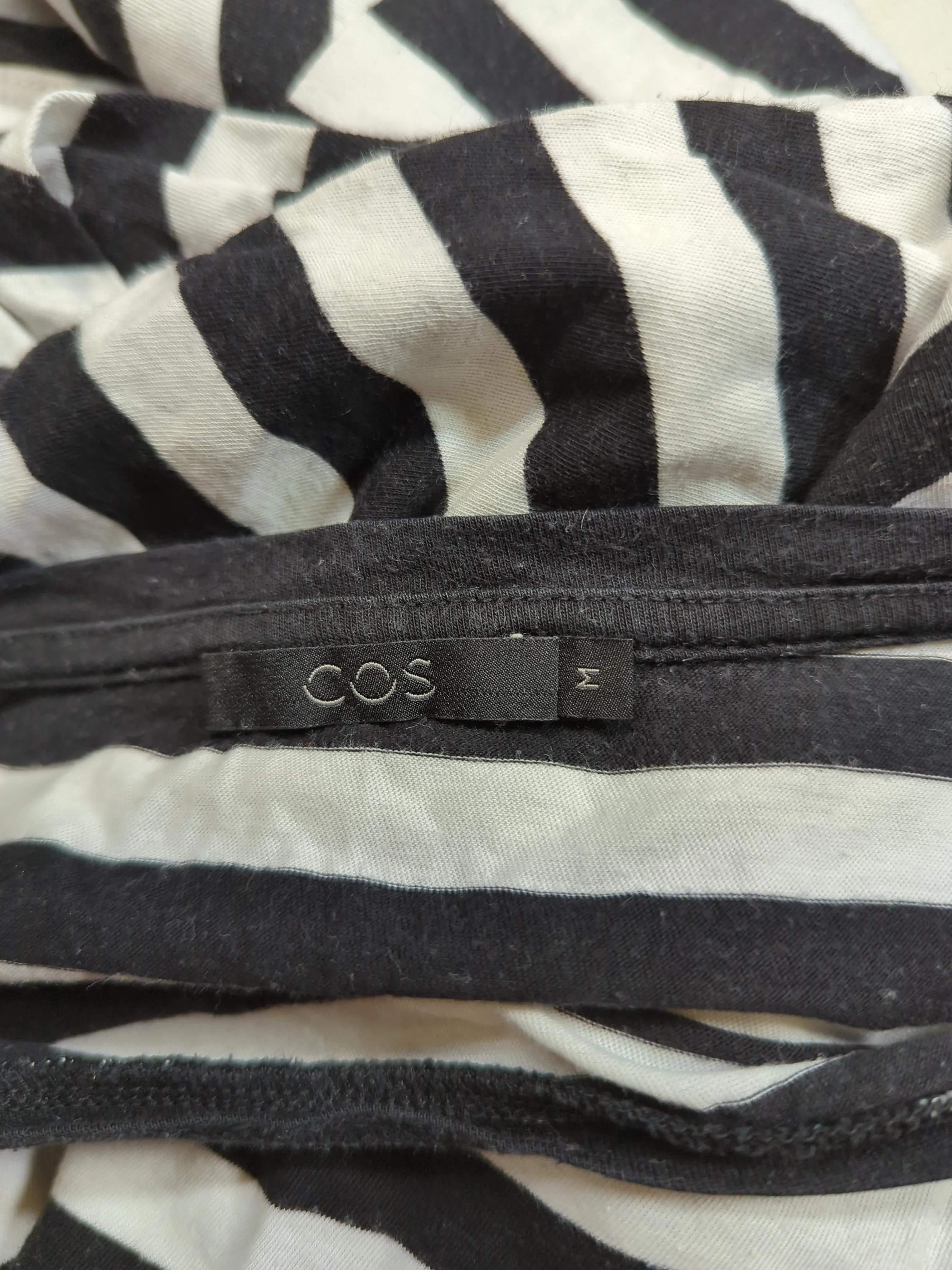 COS Women's Top M Black Striped 100% Cotton Long Sleeve Crew Neck Basic - Image 6