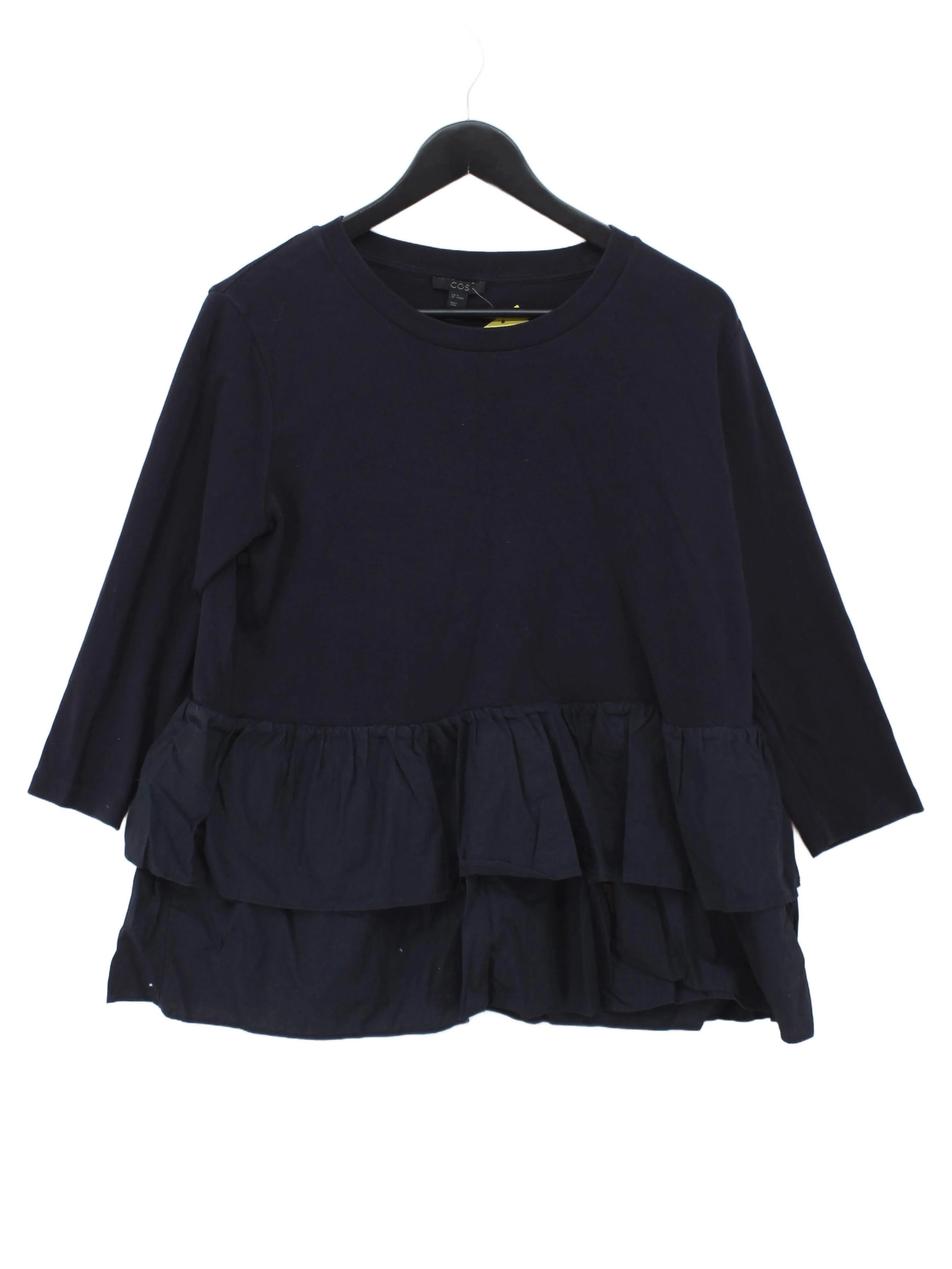 COS Women's Top M Blue 100% Cotton 3/4 Sleeve Round Neck Basic