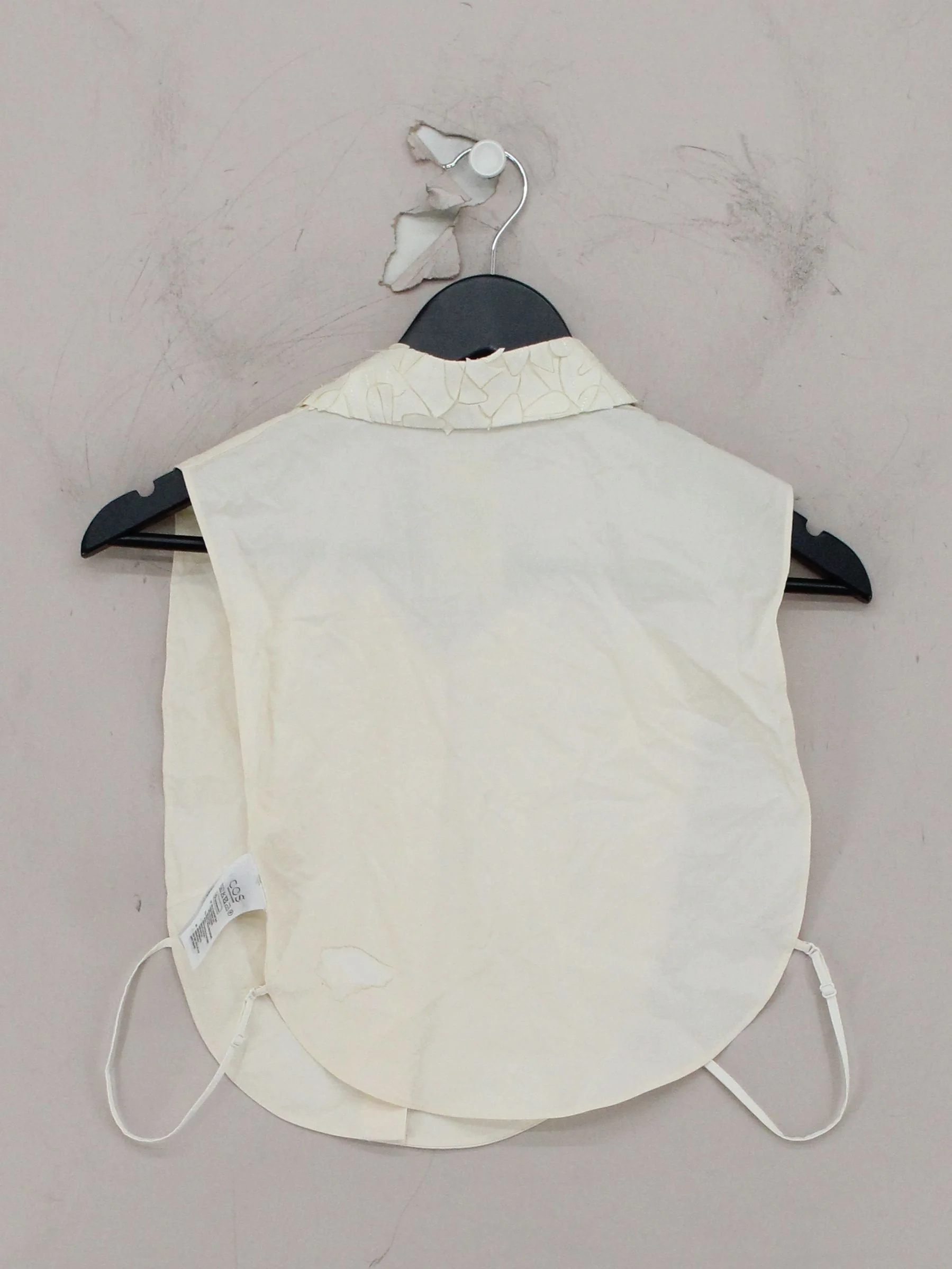 COS Women's Top M Cream 100% Cotton Sleeveless Collared Cropped - Image 2
