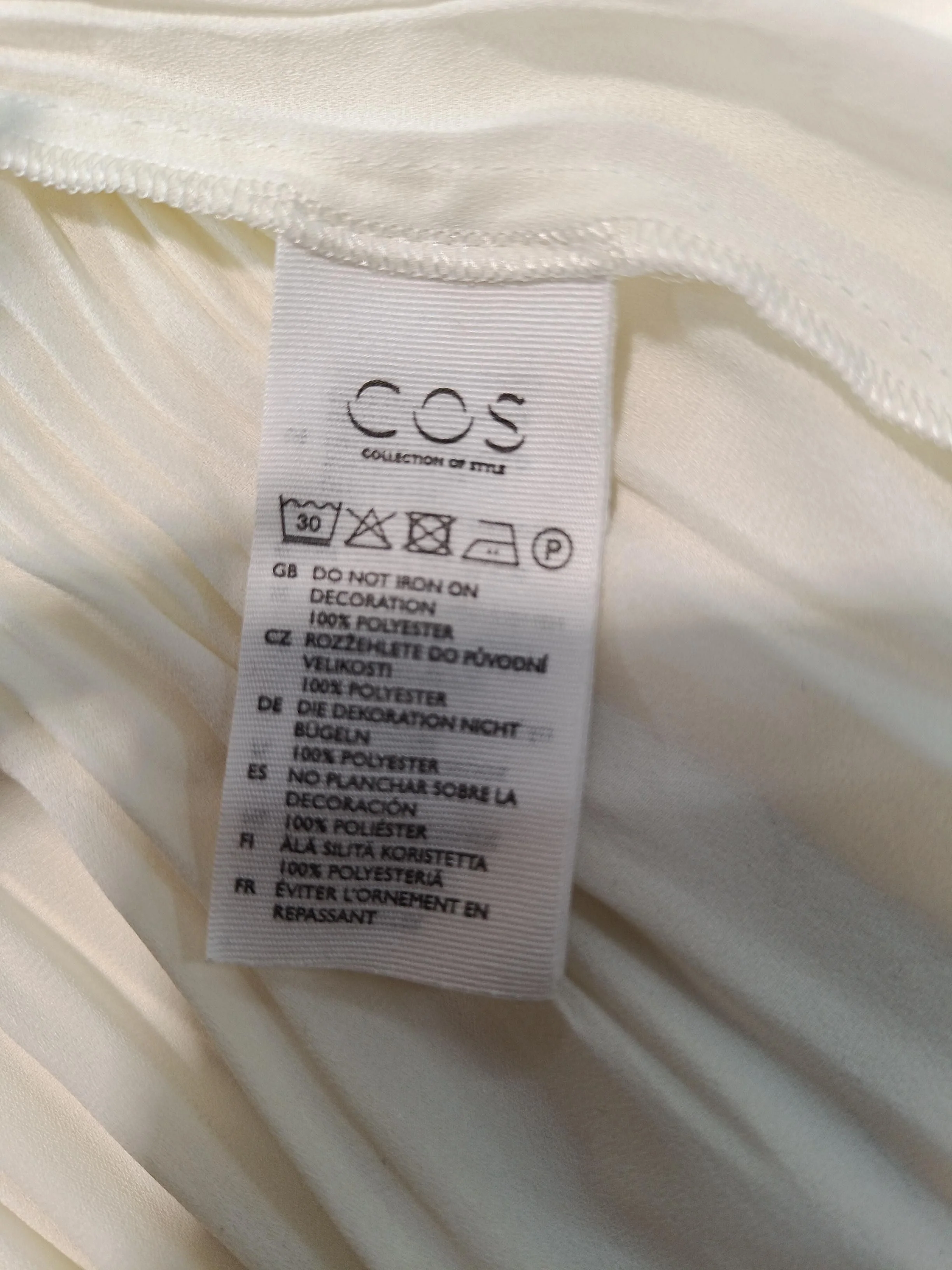 COS Women's Top UK 14 White 100% Polyester Short Sleeve High Neck Basic - Image 6