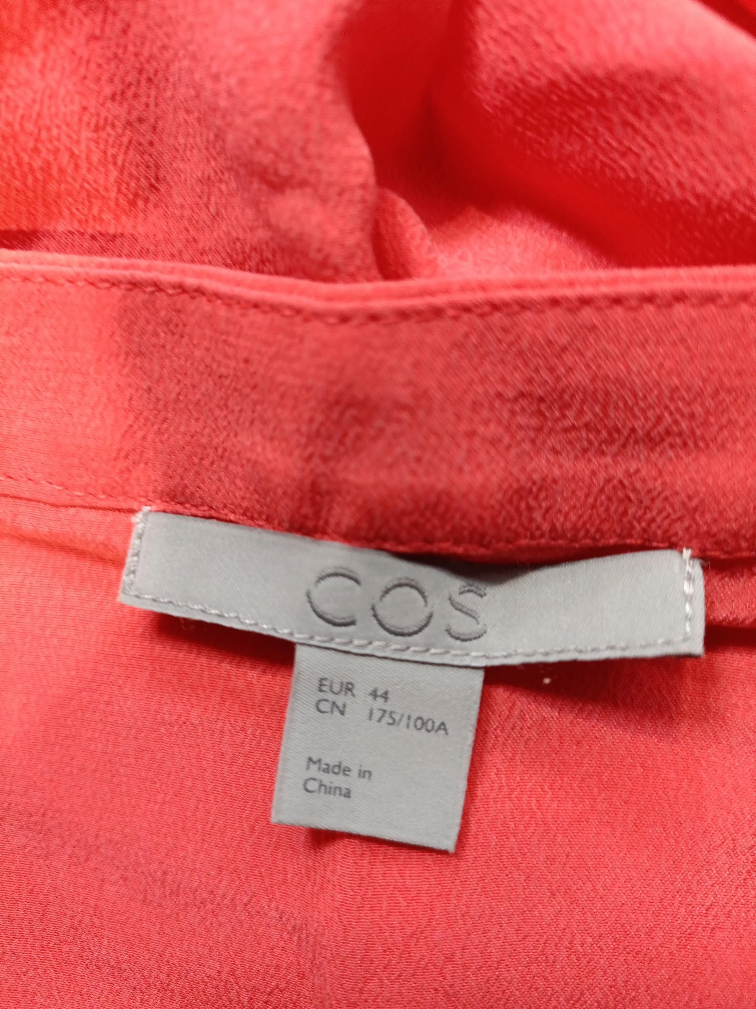 COS Women's Top UK 16 Orange 100% Silk Long Sleeve Round Neck Basic - Image 5