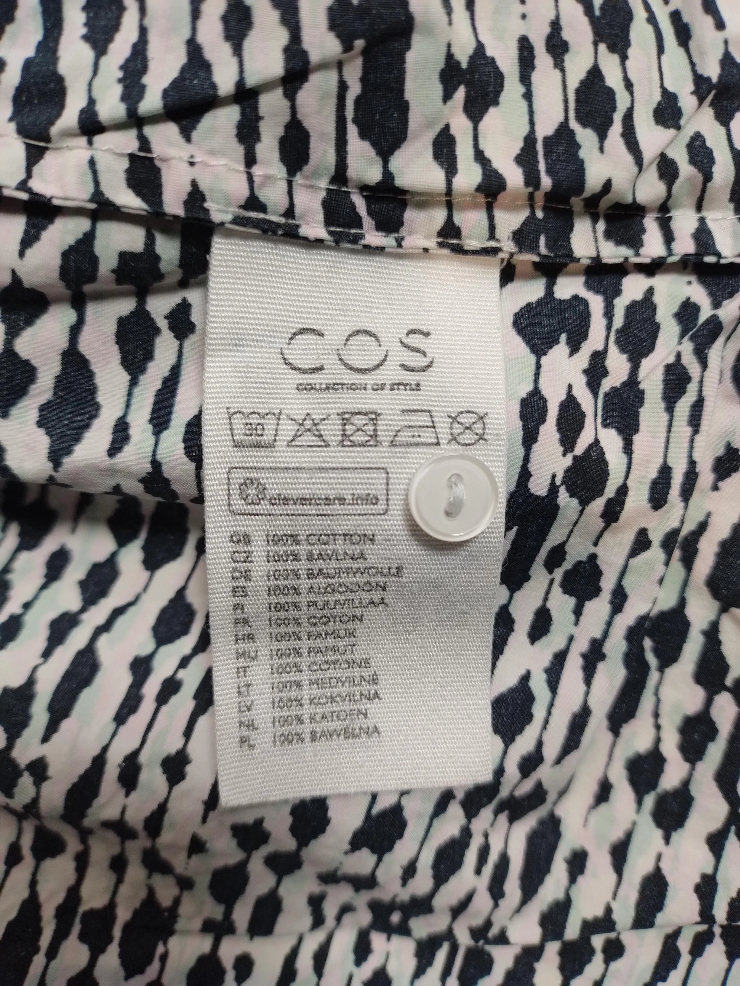 COS Women's Top UK 8 Multi 100% Cotton 3/4 Sleeve Round Neck Basic - Image 6