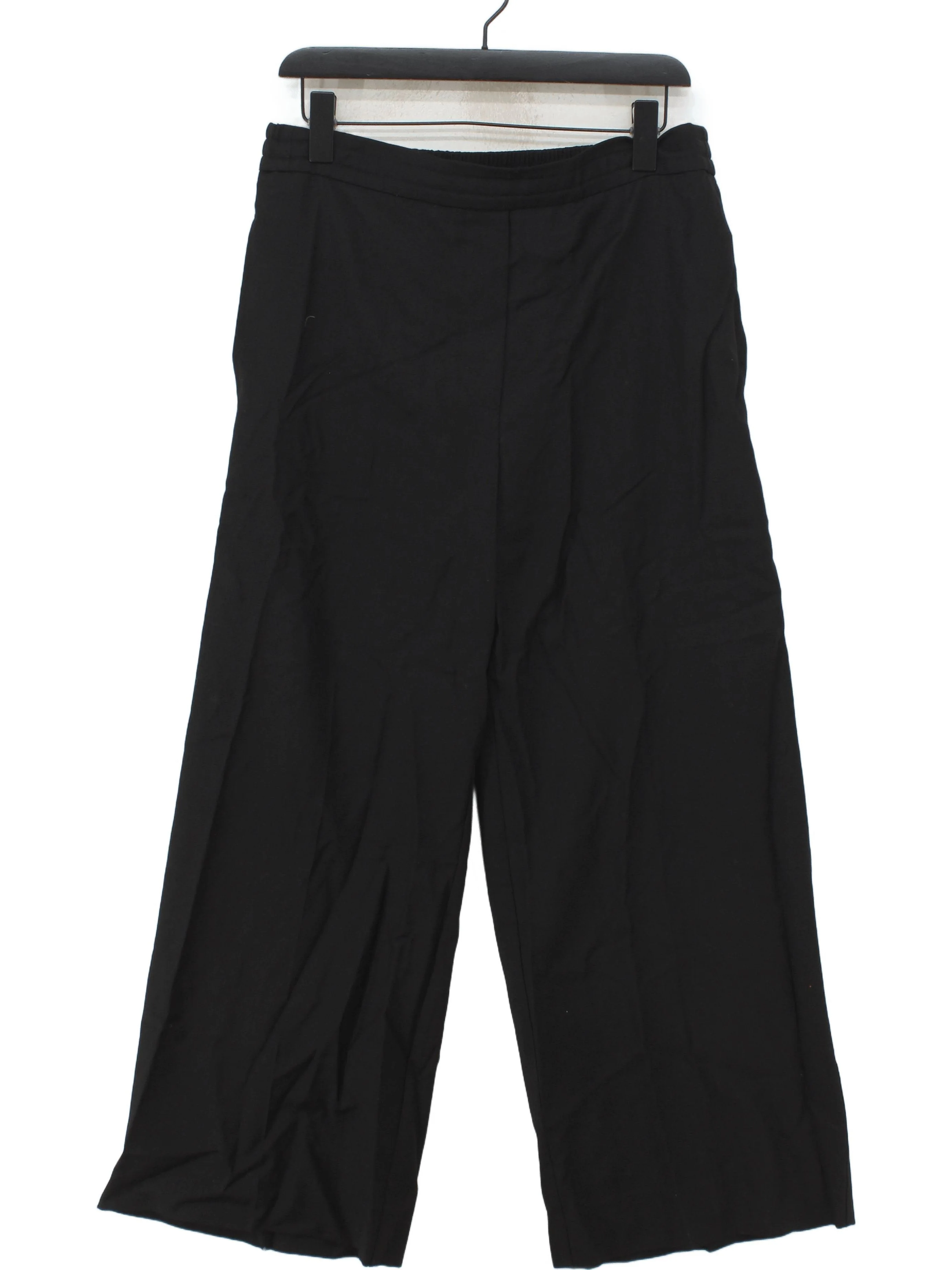 COS Women's Trousers UK 10 Black 100% Wool Wide-Leg Chino