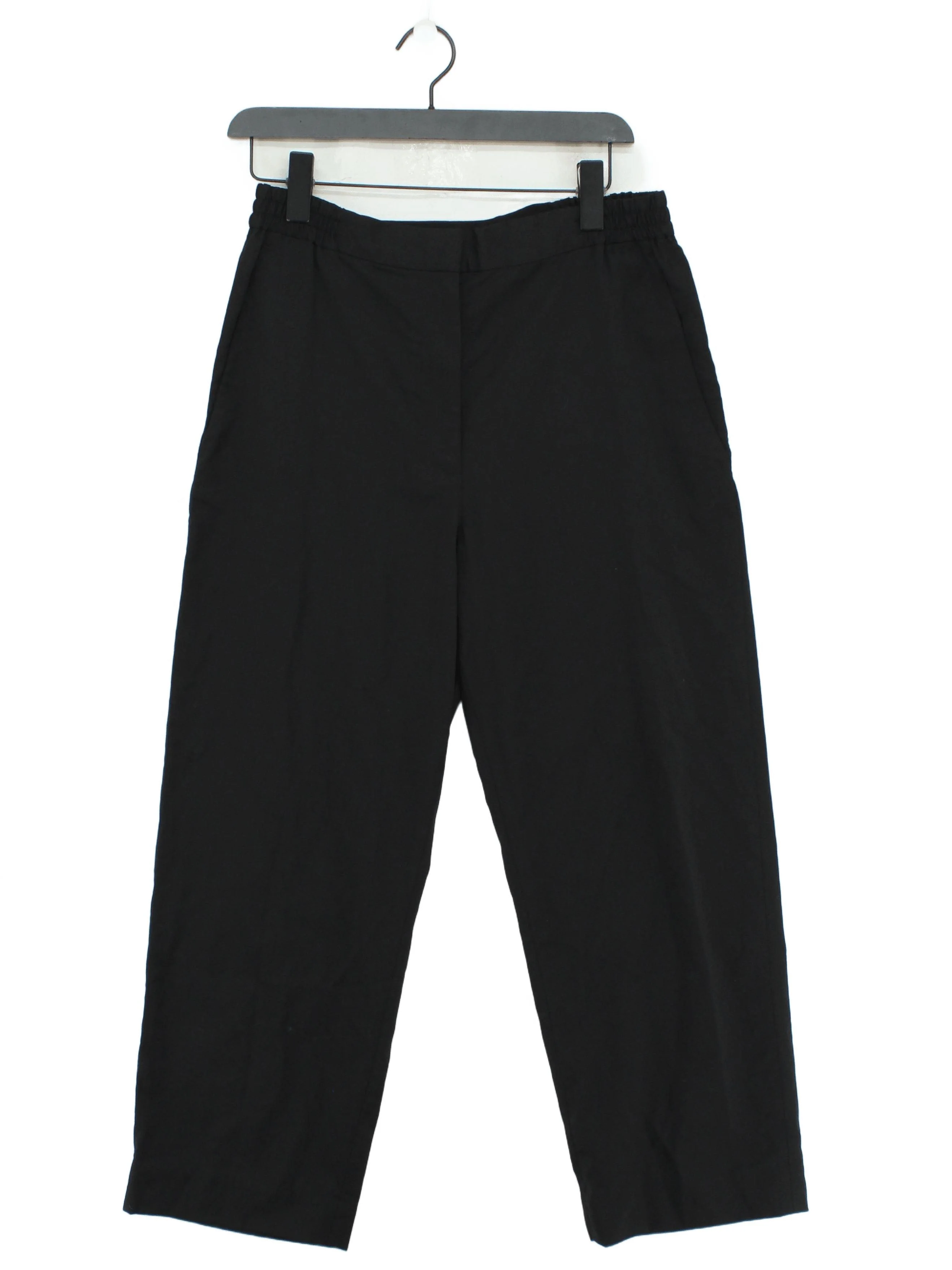 COS Women's Trousers UK 10 Black 100% Wool Wide-Leg Cropped
