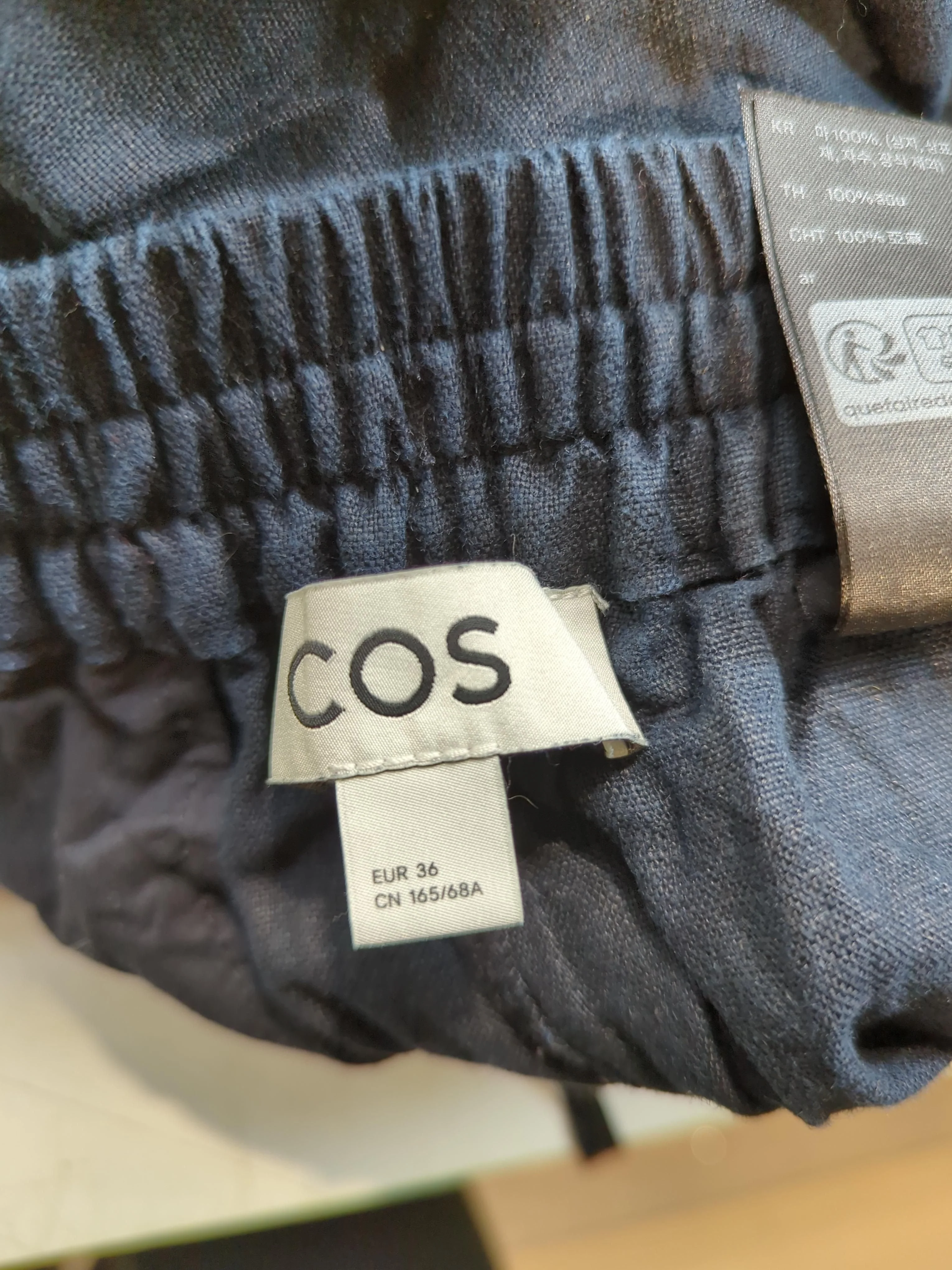 COS Women's Trousers UK 8 Blue 100% Linen Wide-Leg Cropped - Image 5