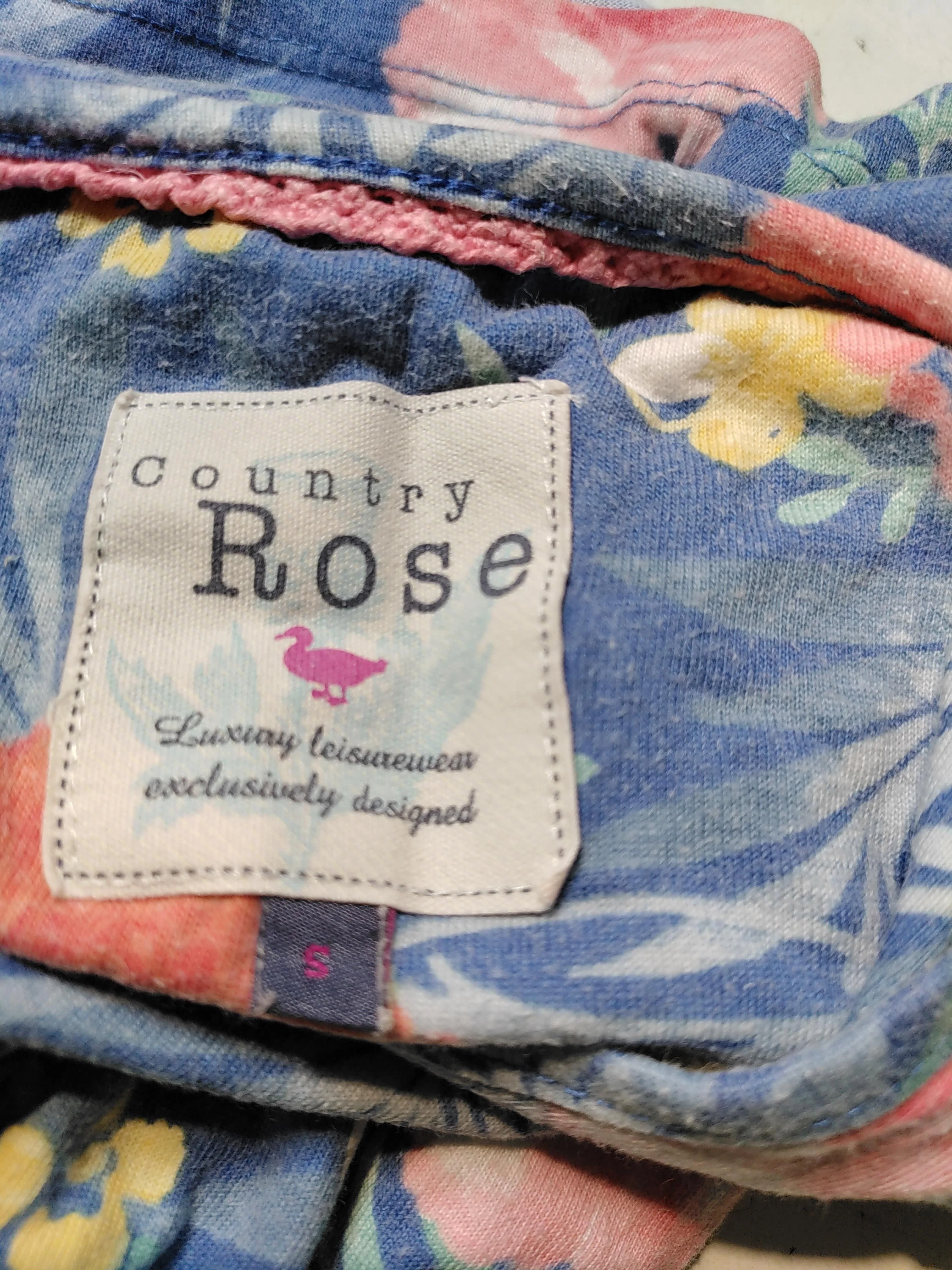 Country Rose Women's Top S Blue Floral 100% Cotton Short Sleeve Round Neck Tunic - Image 6