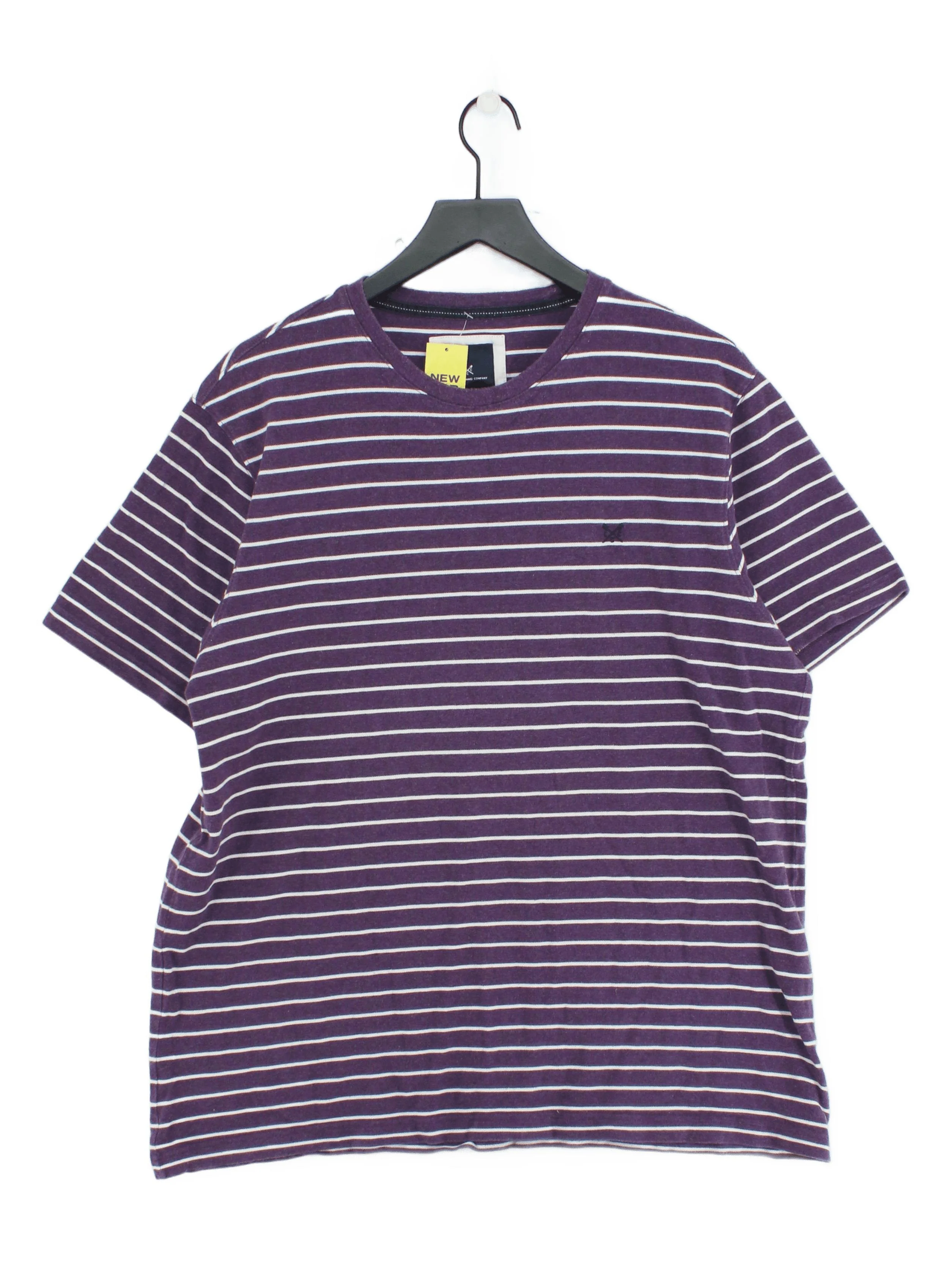 Crew Clothing Company Men's T-Shirt XXL Purple Striped 100% Cotton Basic