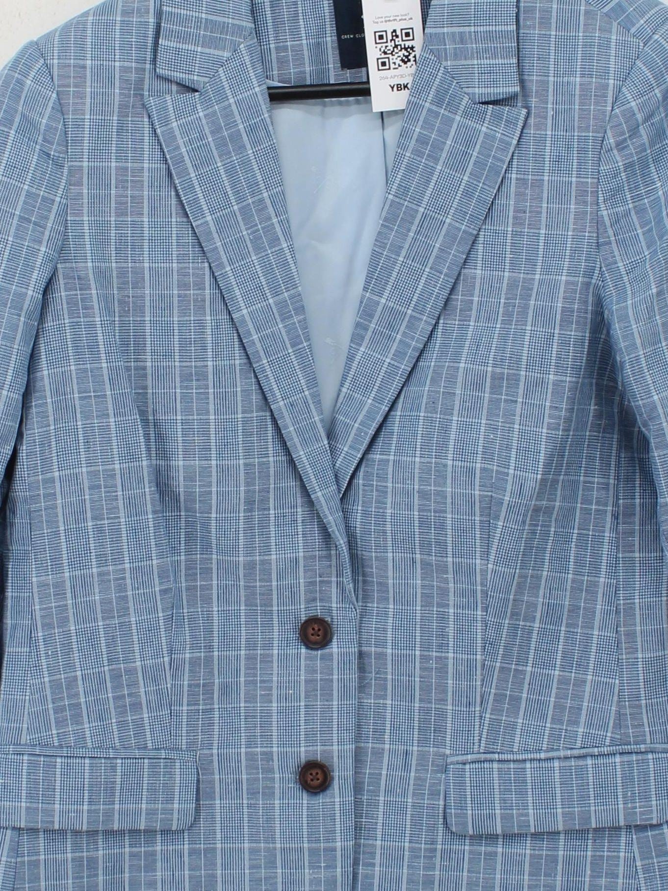 Crew Clothing Company Women's Blazer UK 12 Blue Linen with Cotton Overcoat - Image 3
