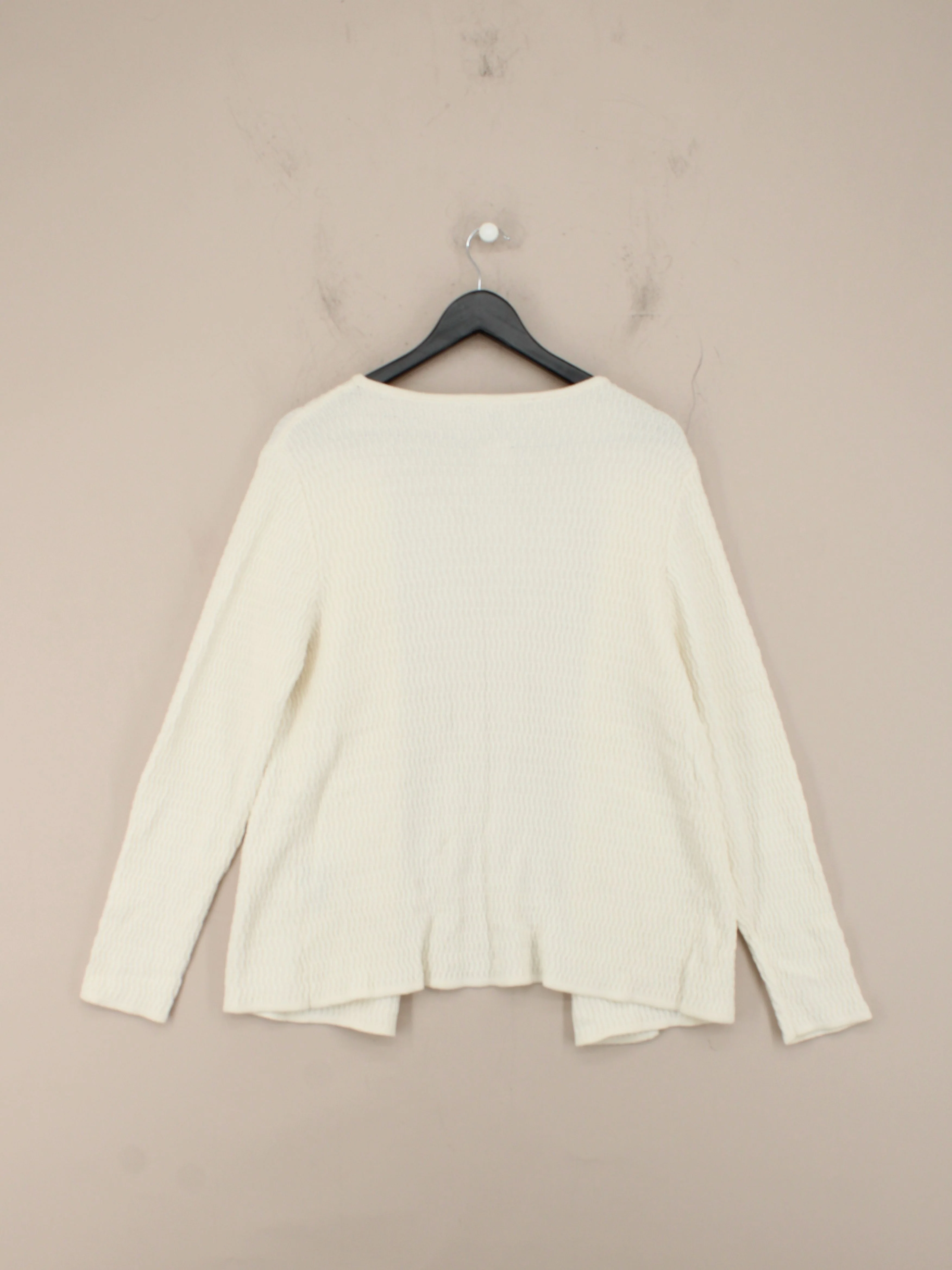 Crew Clothing Company Women's Cardigan L Cream Cotton with Wool Cardigan - Image 2