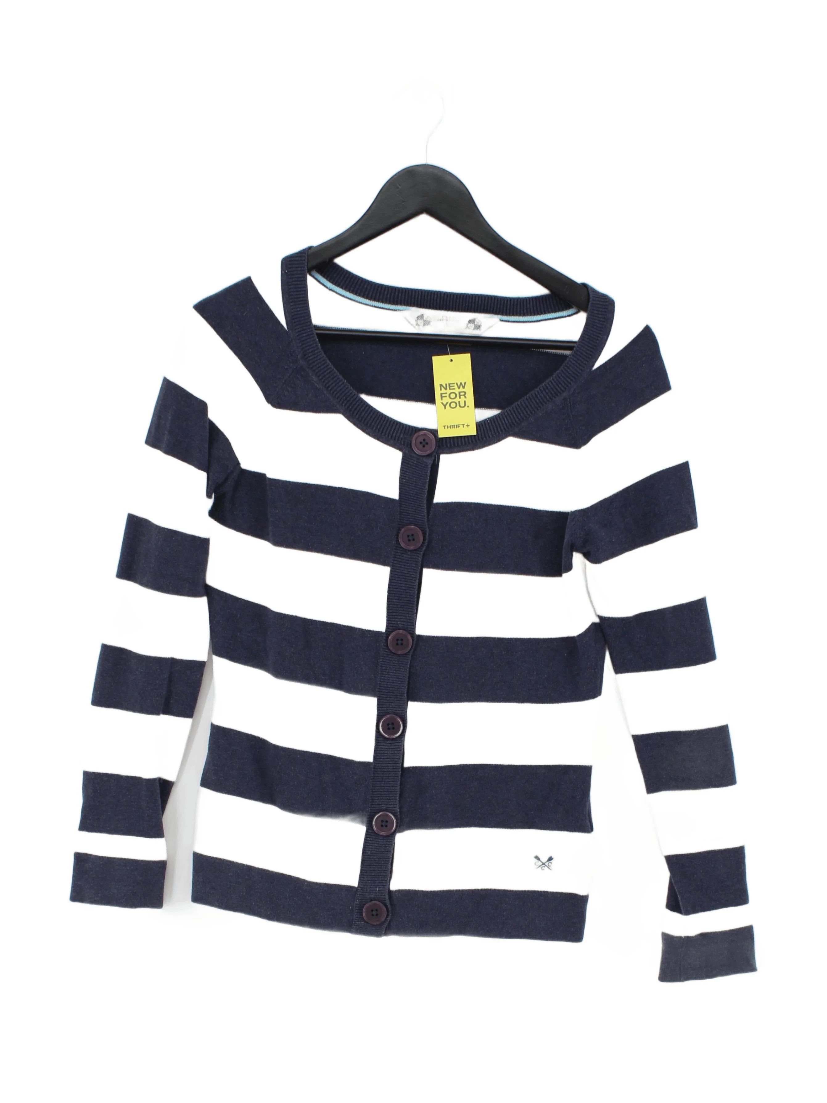 Crew Clothing Company Women's Cardigan UK 10 Blue 100% Cotton Cardigan
