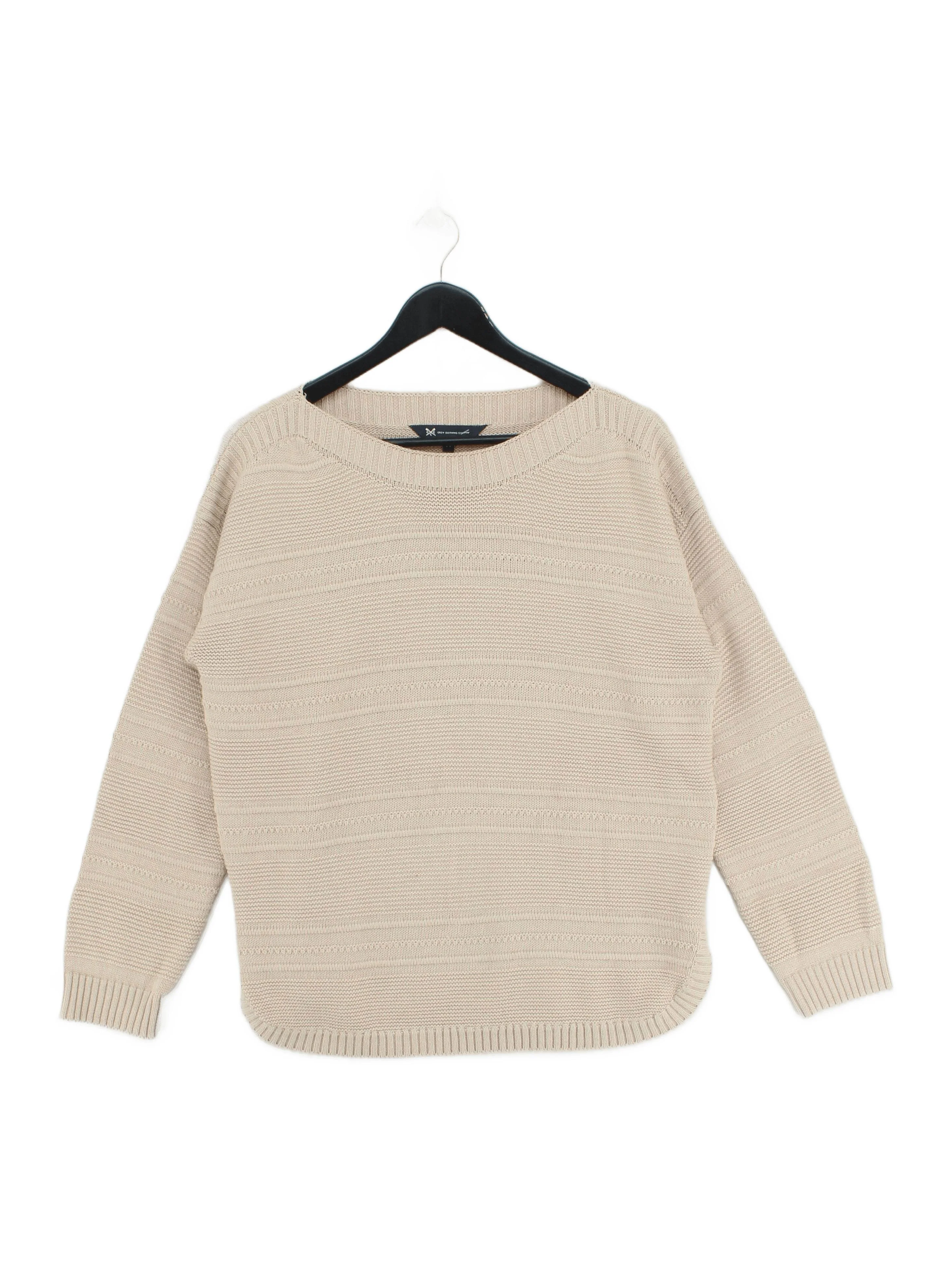 Crew Clothing Company Women's Jumper UK 14 Cream Cotton with Acrylic Pullover
