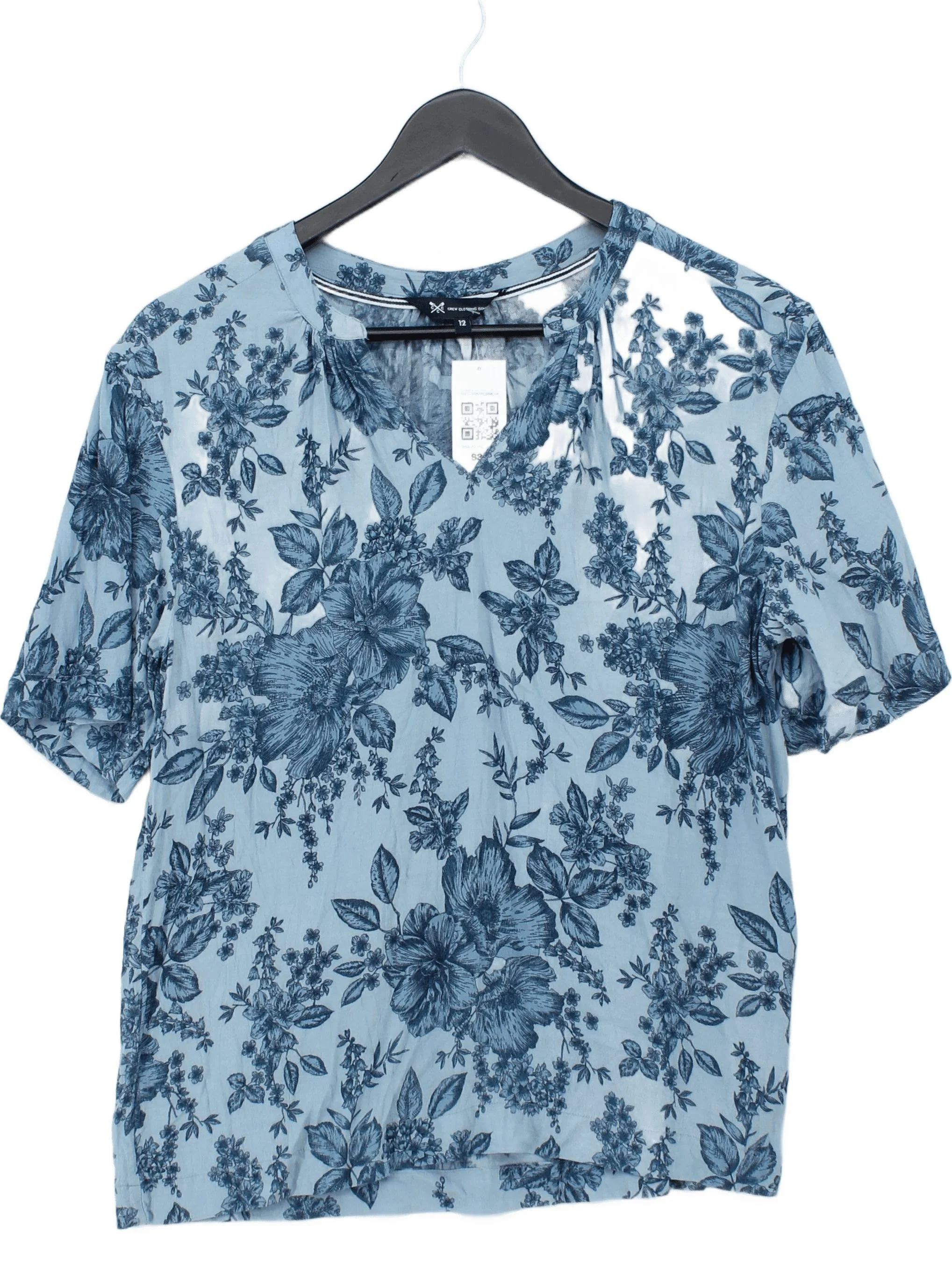 Crew Clothing Company Women's Top UK 12 Blue 100% Viscose Basic