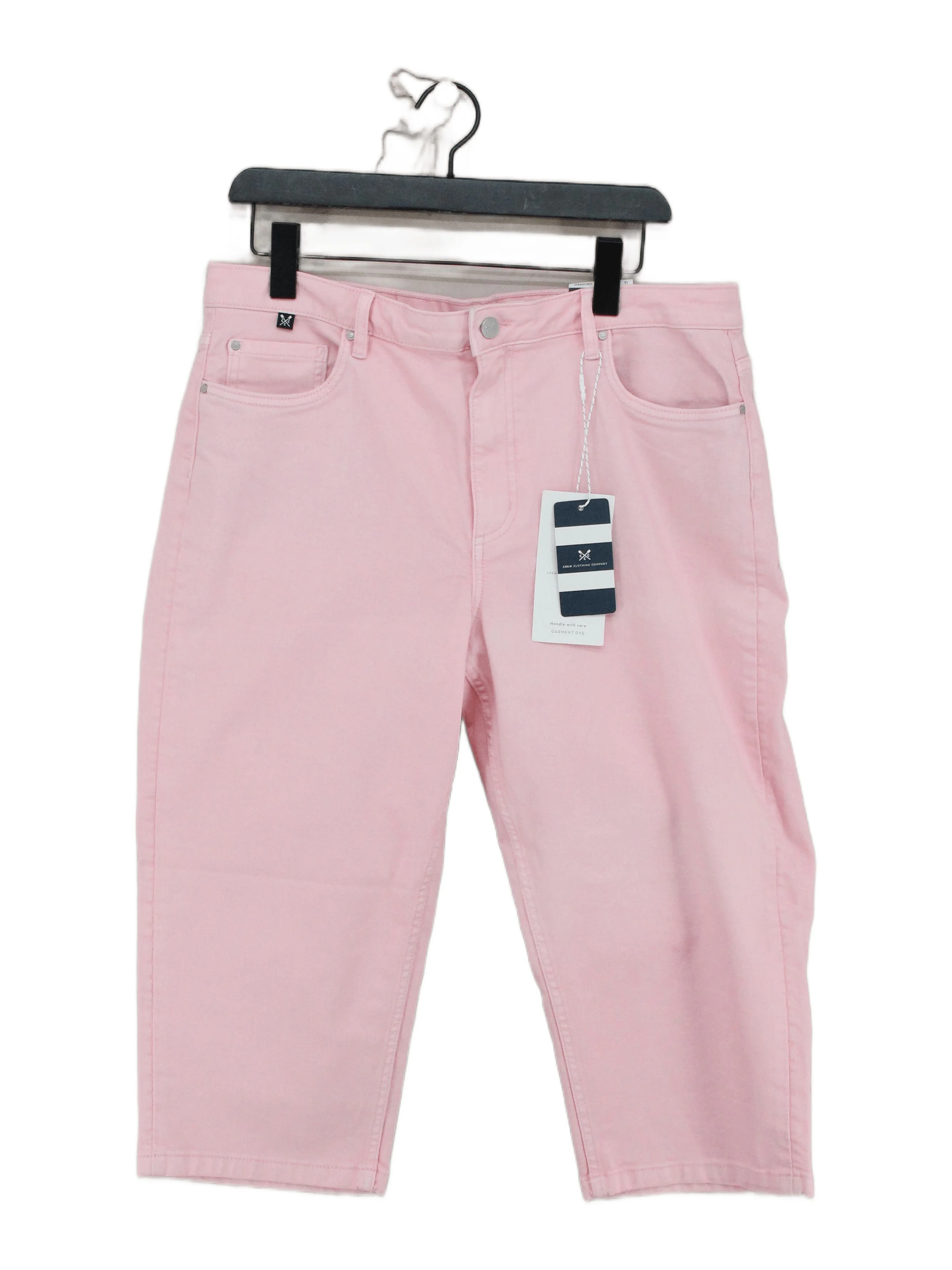 Crew Clothing Company Women's Trousers UK 16 Pink Cotton with Elastane Capri