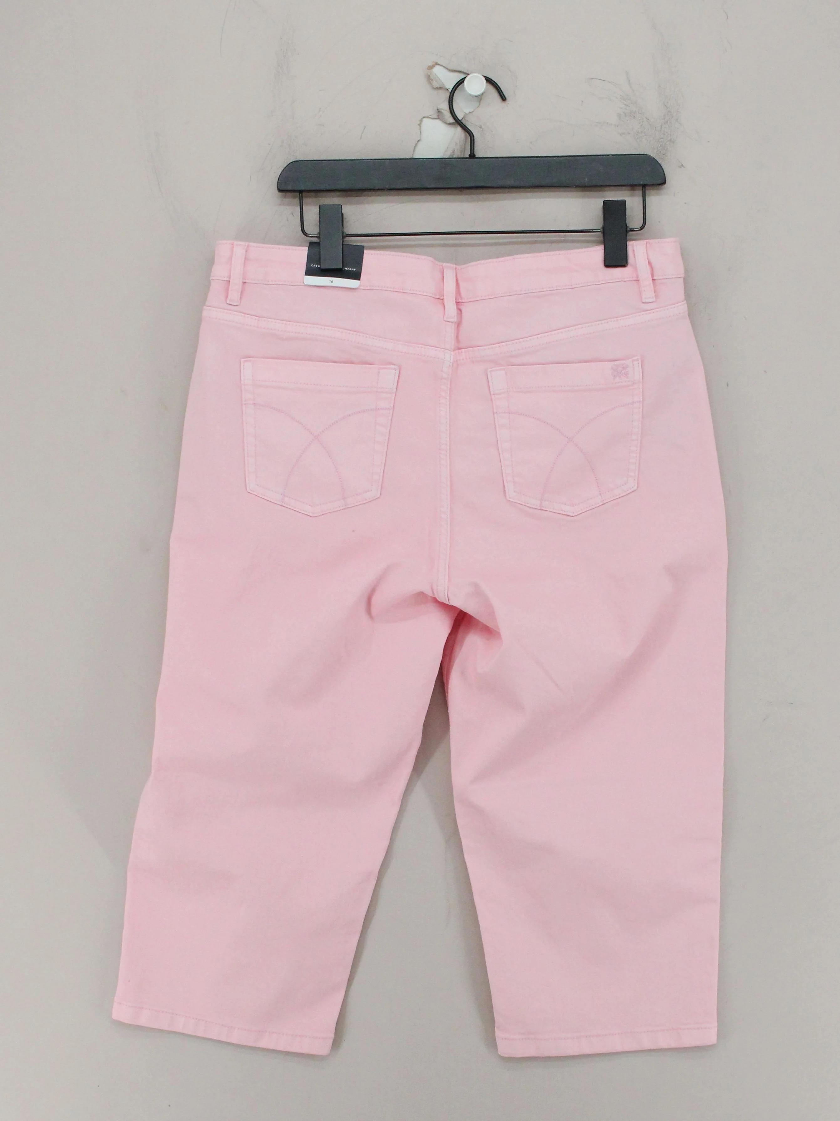 Crew Clothing Company Women's Trousers UK 16 Pink Cotton with Elastane Capri - Image 2