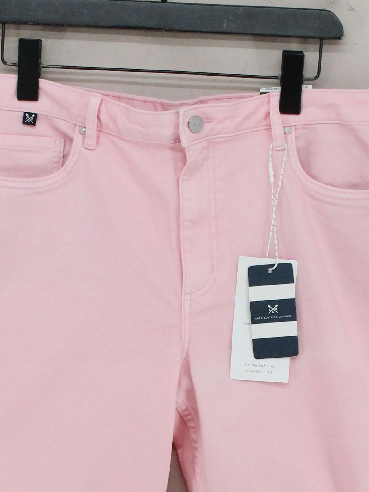 Crew Clothing Company Women's Trousers UK 16 Pink Cotton with Elastane Capri - Image 3