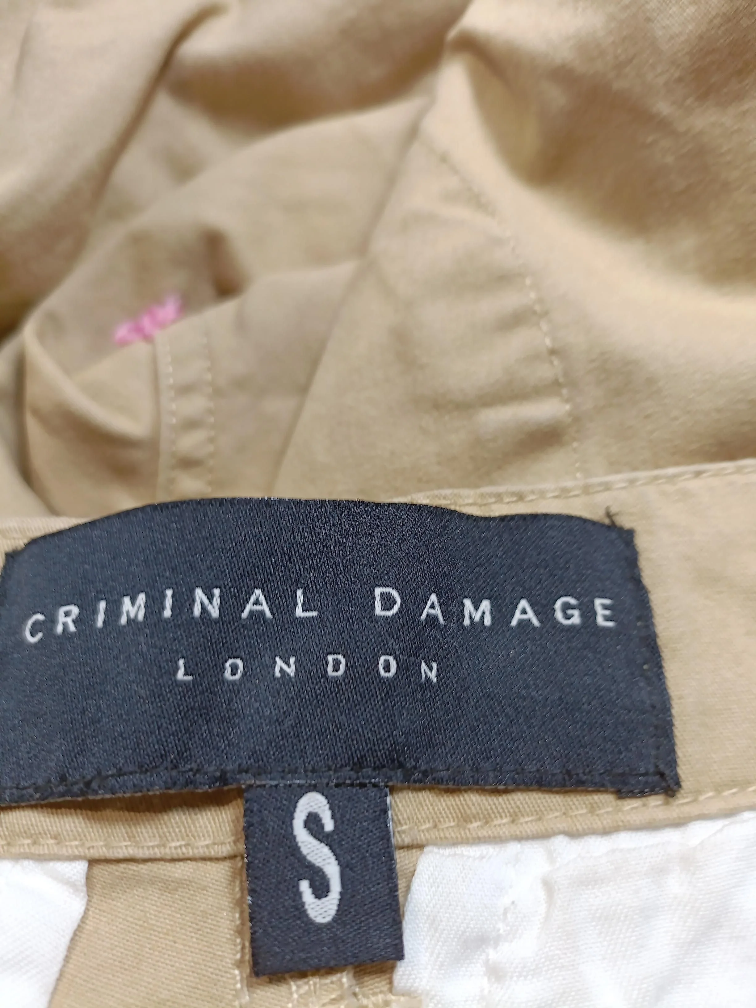 Criminal Damage Men's Trousers S Tan Cotton with Elastane Straight Cargo - Image 5