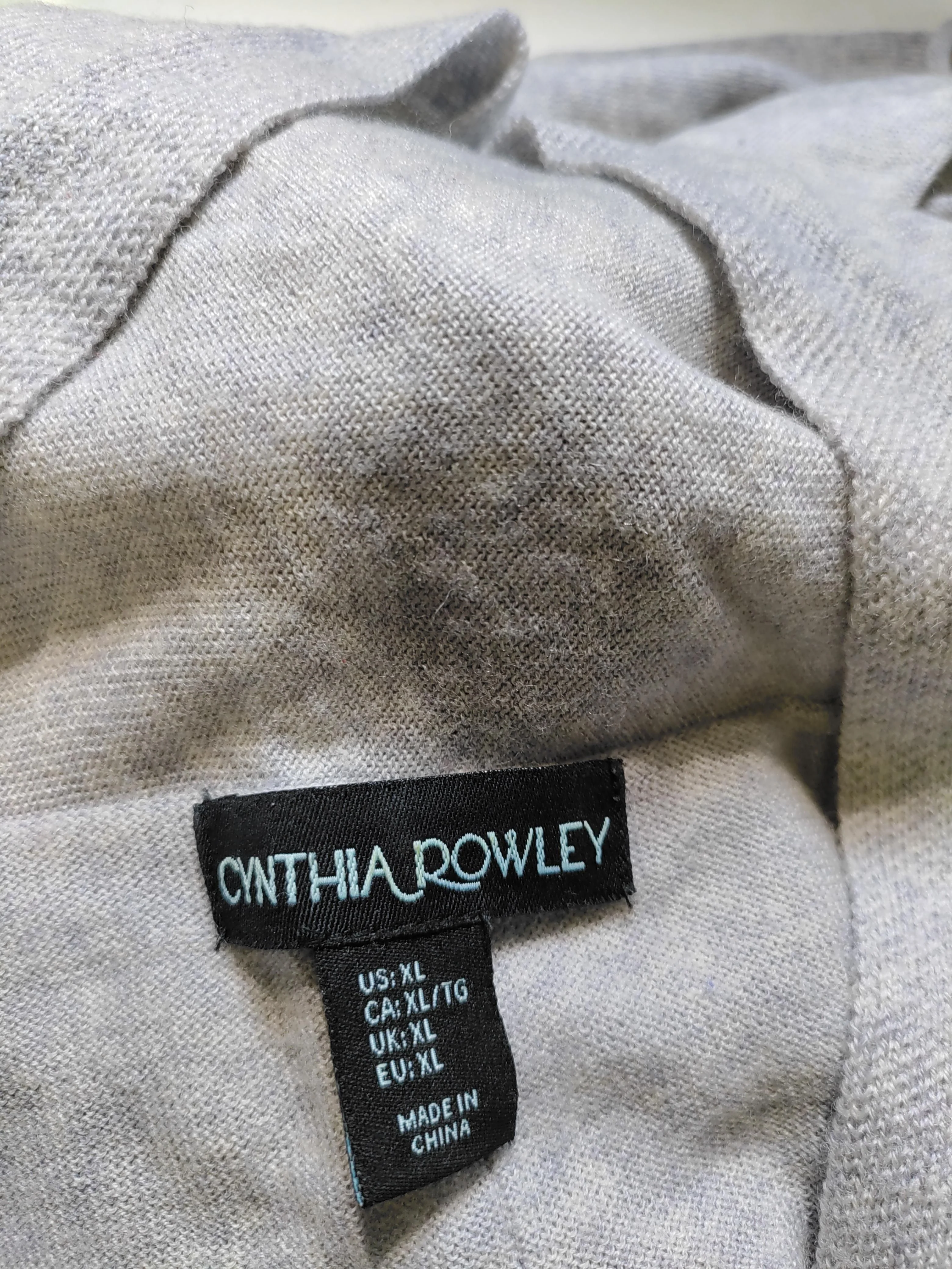Cynthia Rowley Women's Cardigan XL Grey 100% Wool V-Neck Cardigan - Image 6