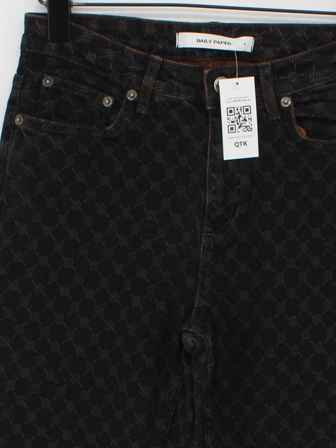 Daily Paper Women's Jeans S Black Geometric Cotton with Elastane Flared - Image 3