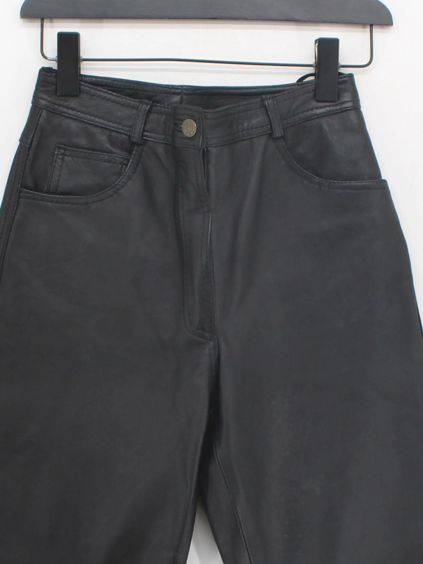 Dallas Women's Trousers W 28 in Black Leather with Polyester Straight Chino - Image 3