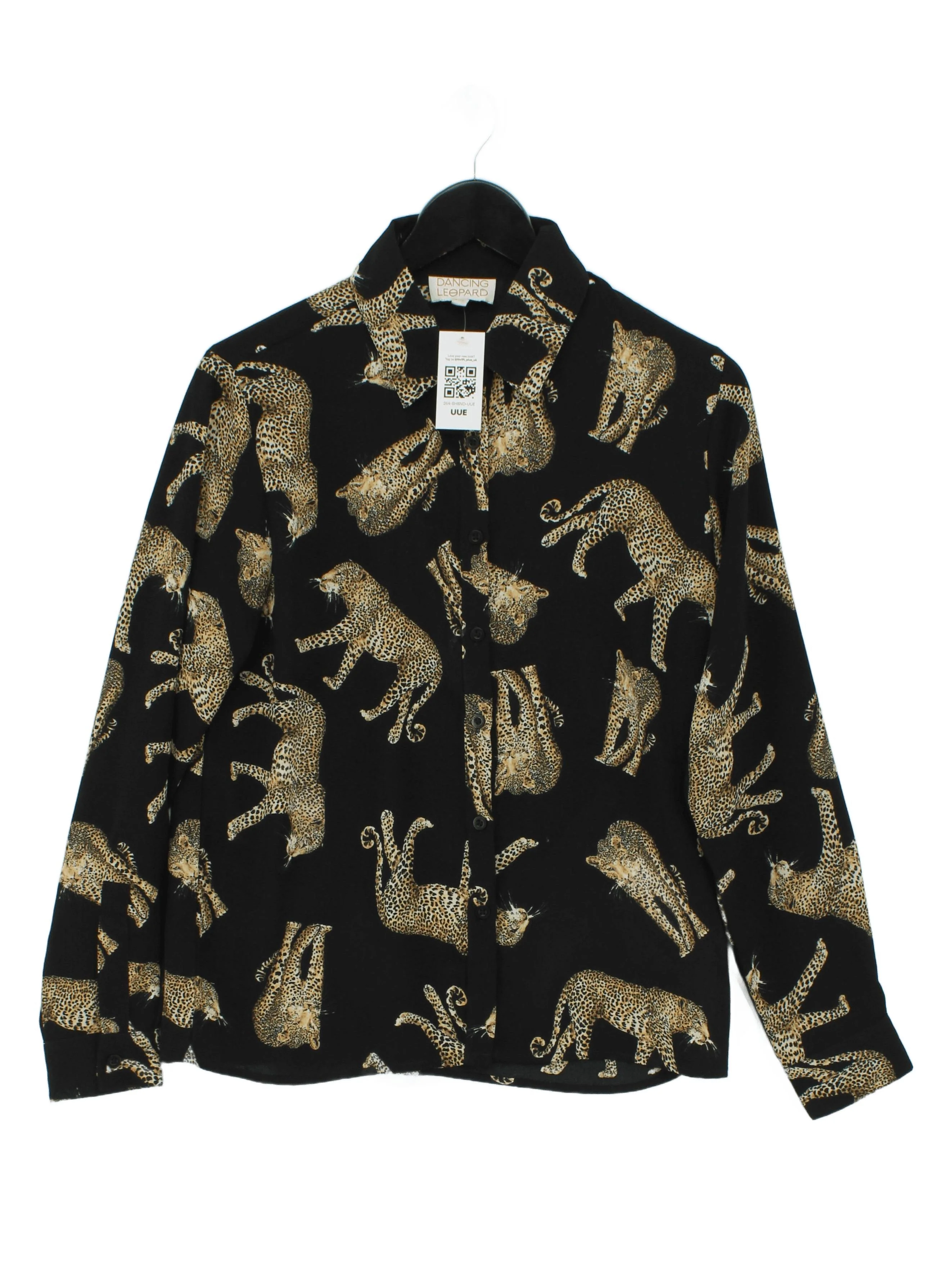 Dancing Leopard Women's Shirt UK 12 Black 100% Polyester Basic