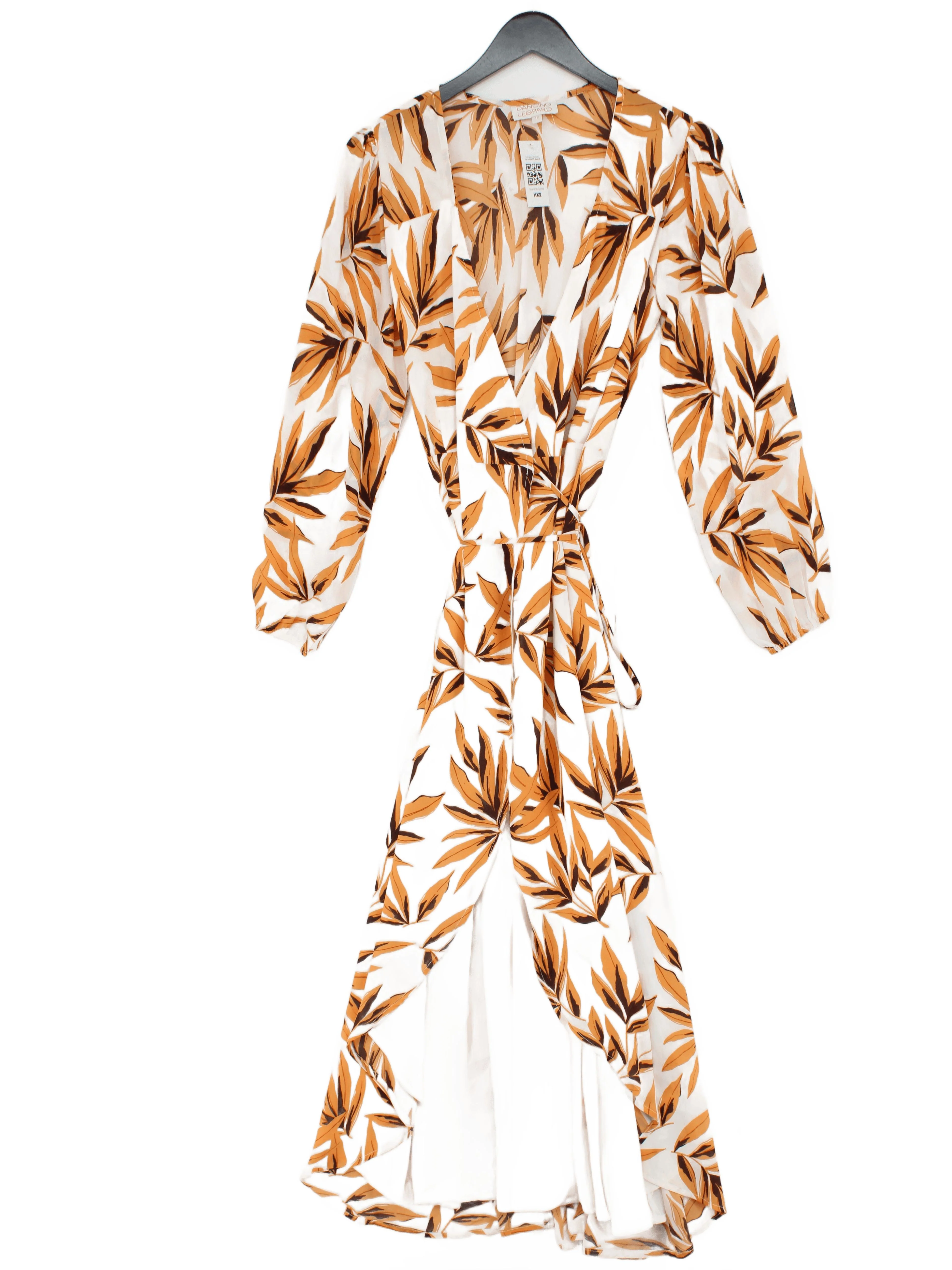 Dancing Leopard Wrap Midi Dress UK12 in Multi