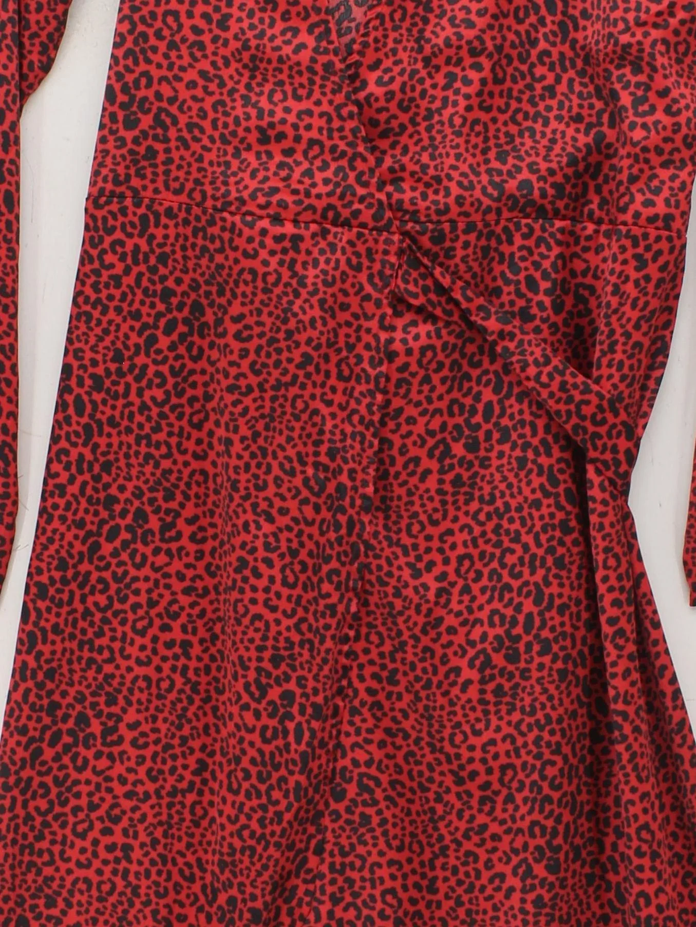 Dancing Leopard Wrap Midi Dress UK8 in Red - Image 3