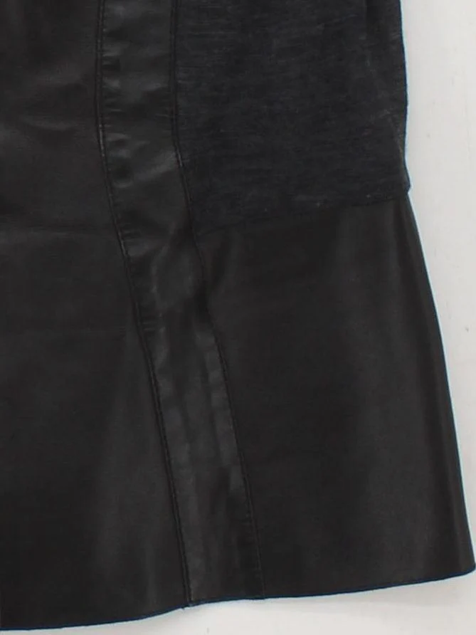 Derek Lam Women's Top UK 6 Black Leather with Wool Sleeveless High Neck Basic - Image 4