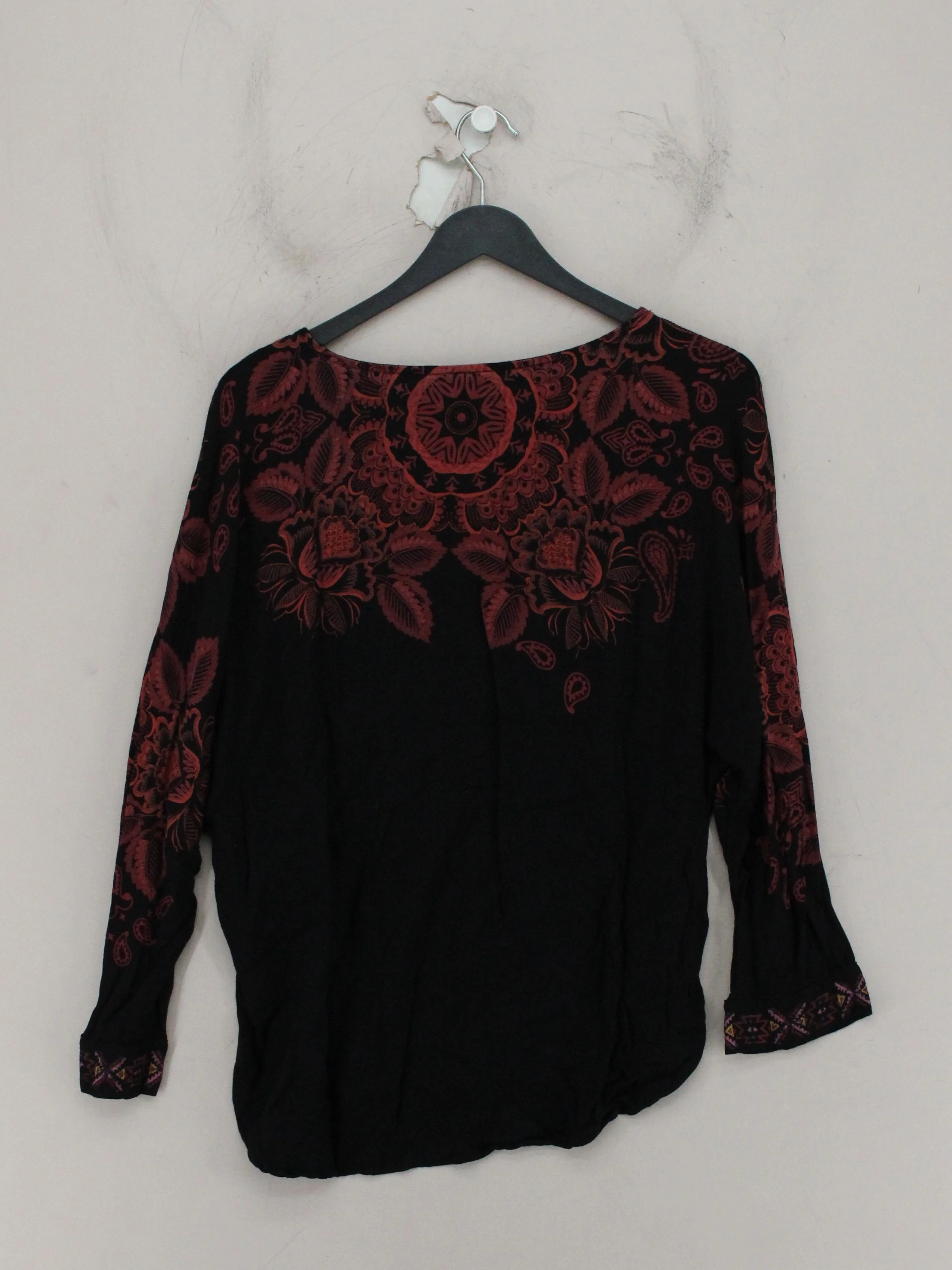 Desigual Women's Top XS Black Floral 100% Other Long Sleeve Round Neck Basic - Image 2