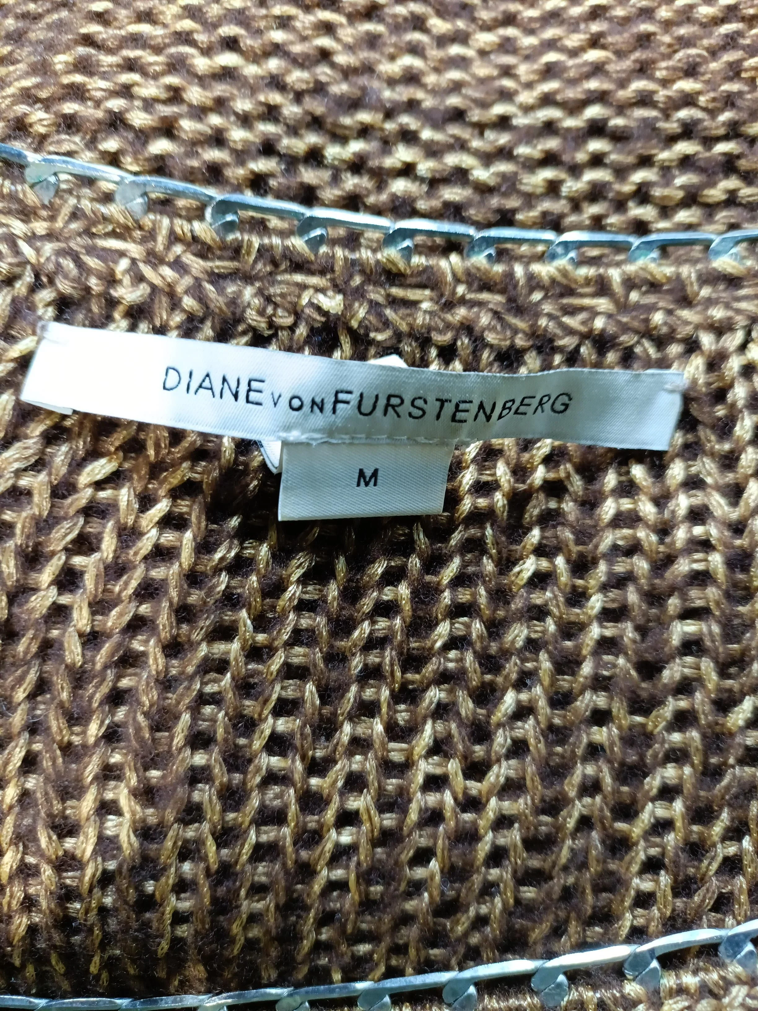 Diane Von Furstenberg Women's Jumper M Brown Viscose with Wool Pullover - Image 5