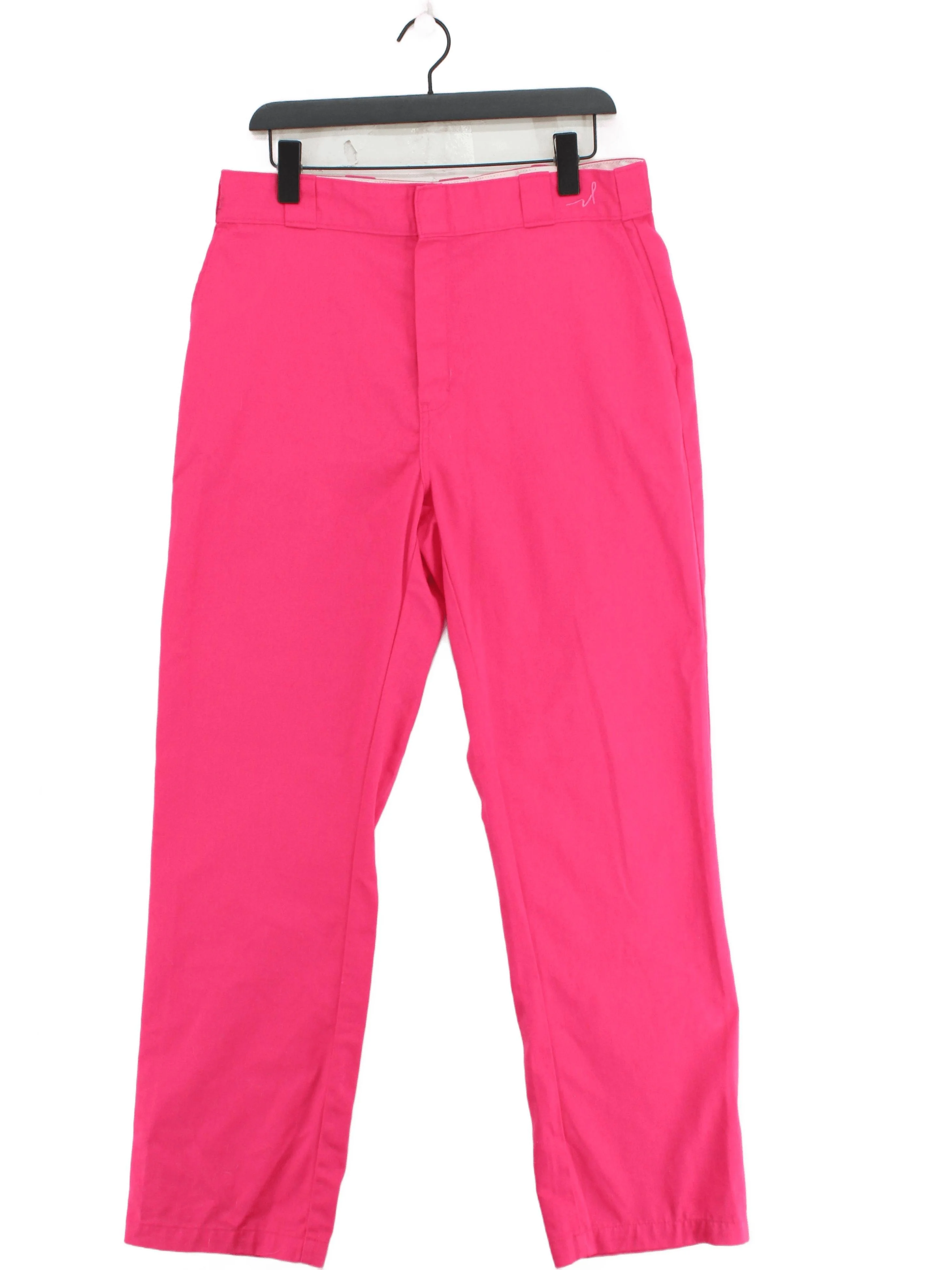 Dickies Men's Trousers W 32 in Pink Polyester with Cotton Straight Chino