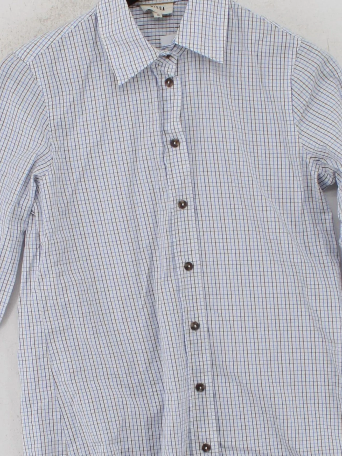Diega Women's Blouse S Multi Checkered 100% Cotton Long Sleeve Collared Basic - Image 3