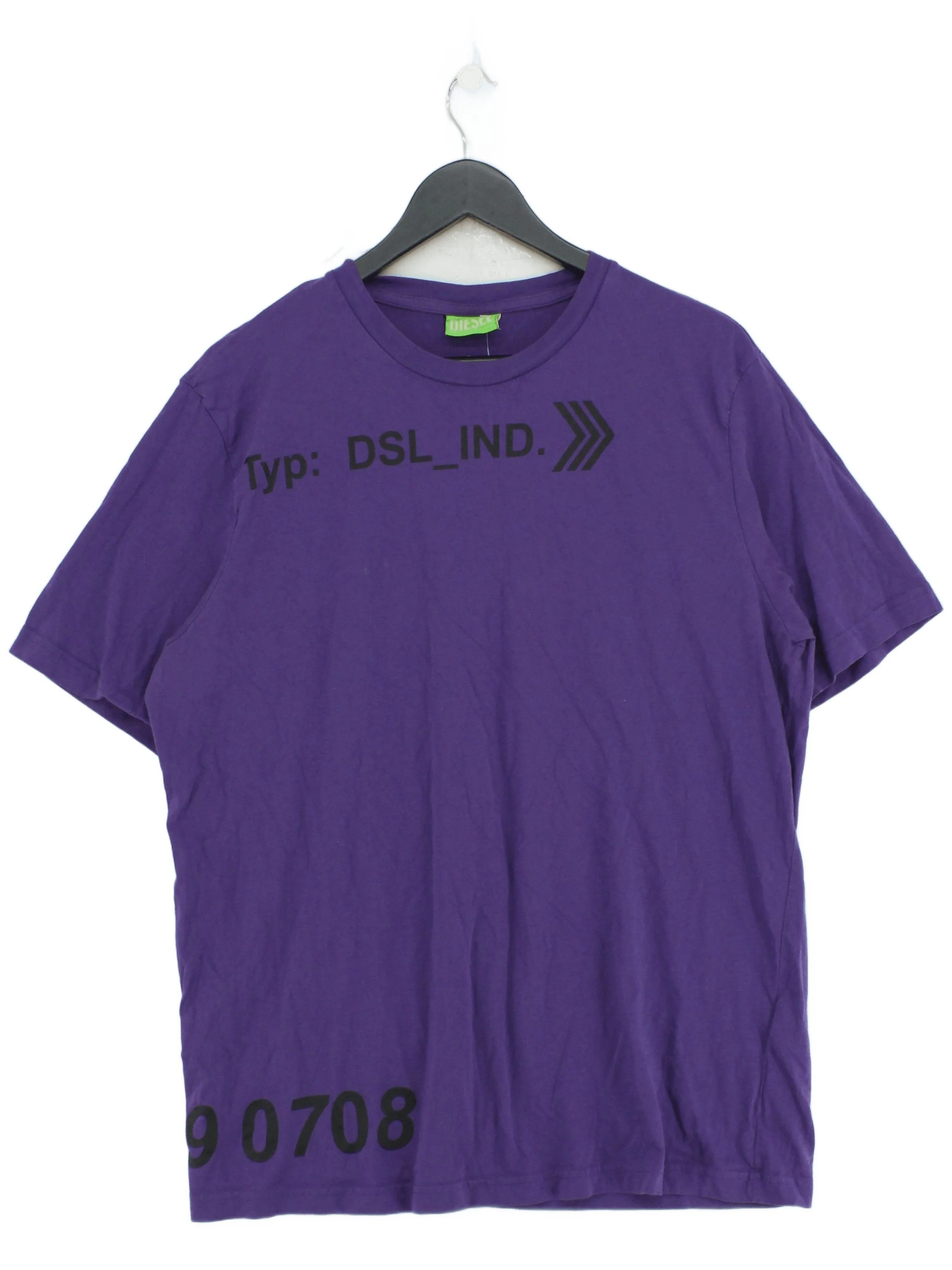 Diesel Men's T-Shirt XL Purple Graphic 100% Cotton Basic