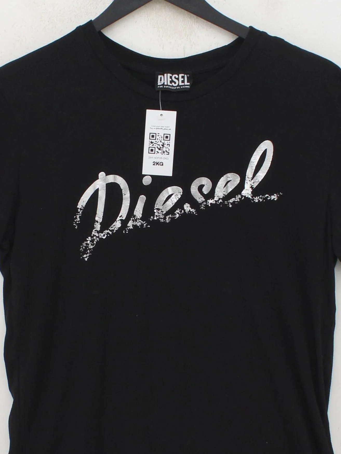 Diesel Women's Top M Black Graphic 100% Cotton Short Sleeve Round Neck Basic - Image 3